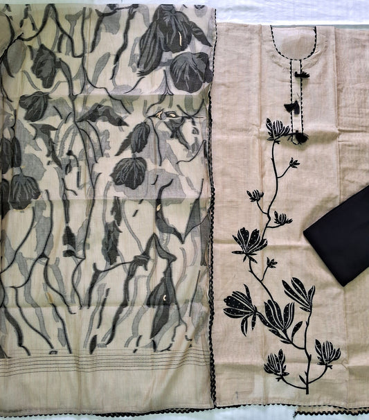 BEIGE BLACK JAMDHANI SUIT