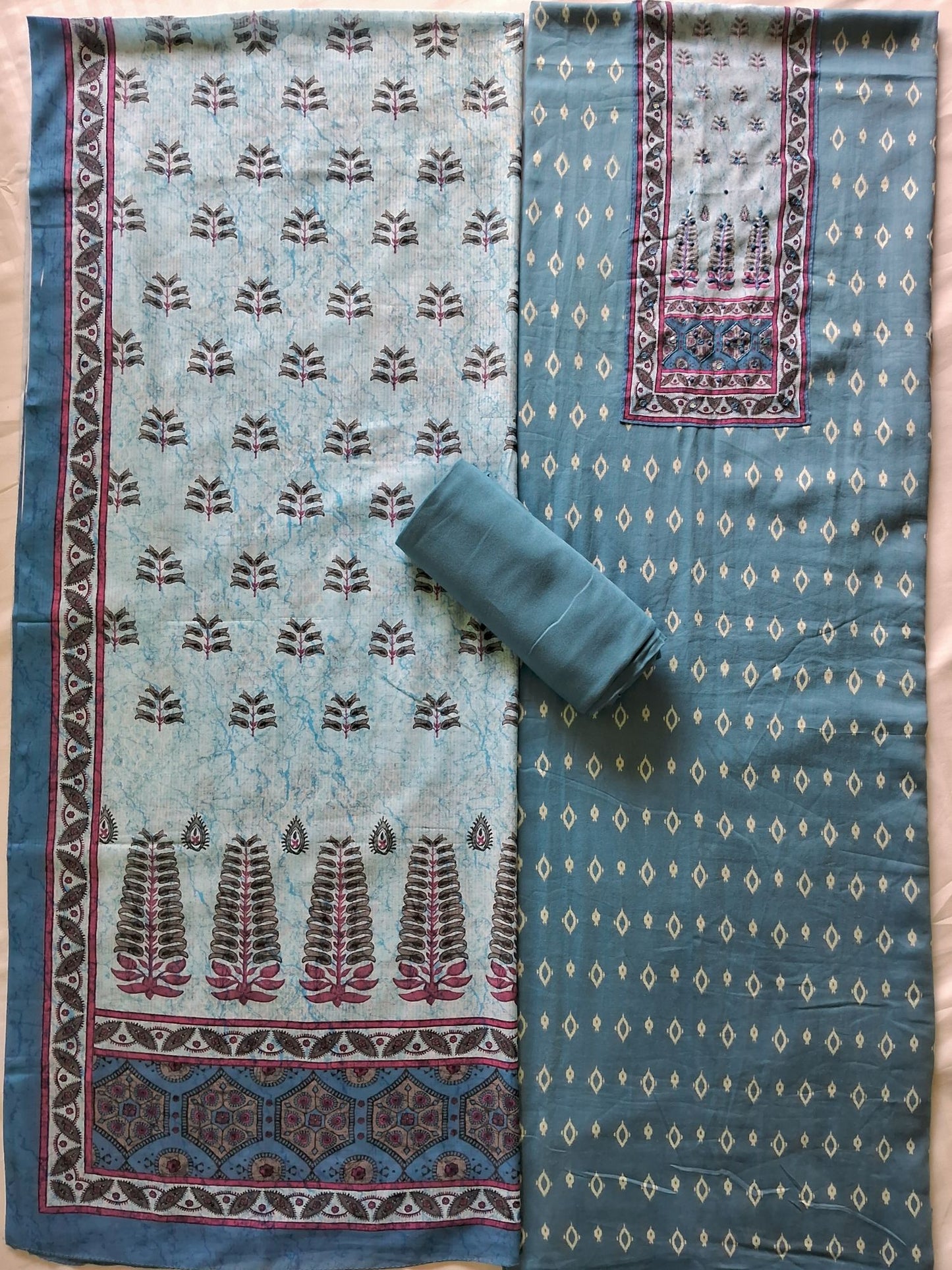 BLUE PRINTED COTTON SUIT