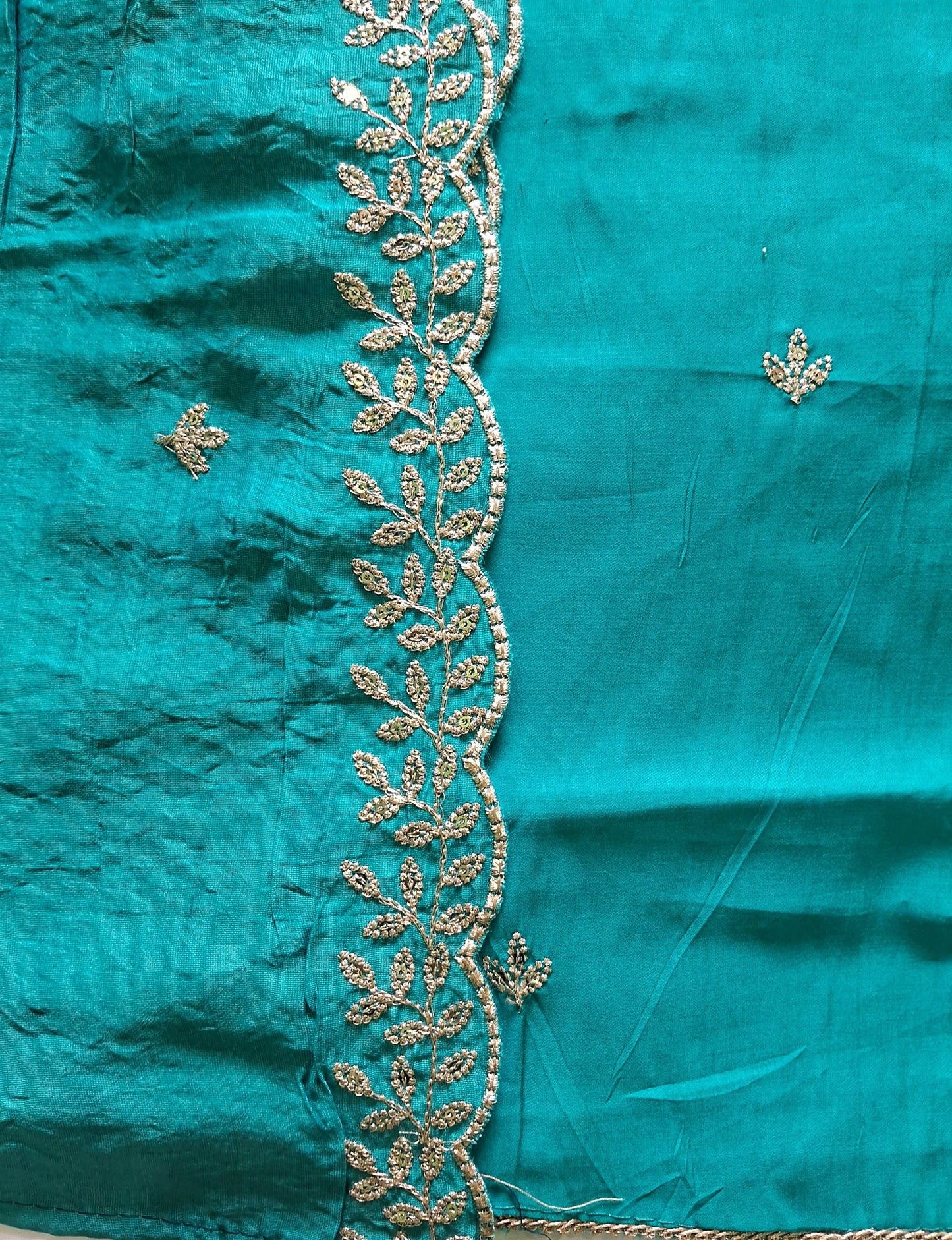 PEACOCK BLUE CHANDERI ZARI SUIT