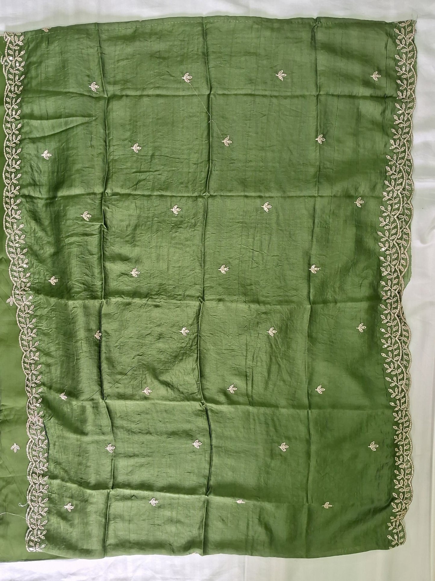 MEHENDI GREEN CHANDERI ZARI SUIT