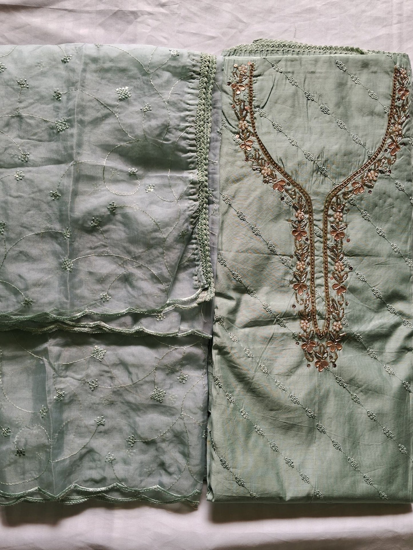 MINT GREEN EMBROIDERED SUIT