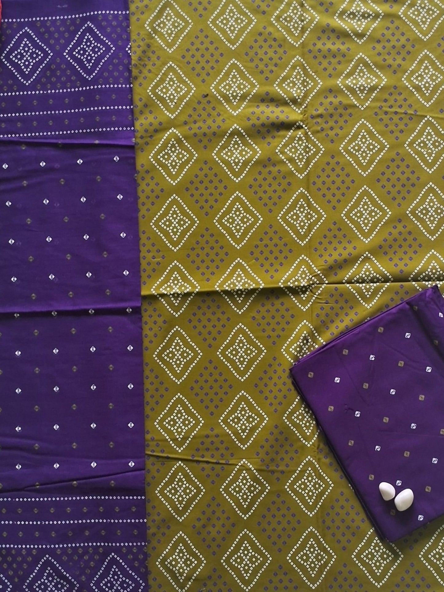 NAZAARA OLIVE PURPLE PURE COTTON SUIT