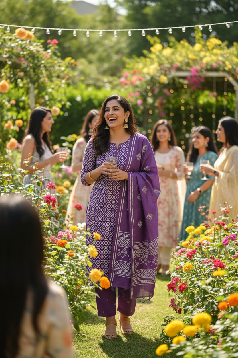 NAZAARA PURPLE BATIK PURE COTTON SUIT
