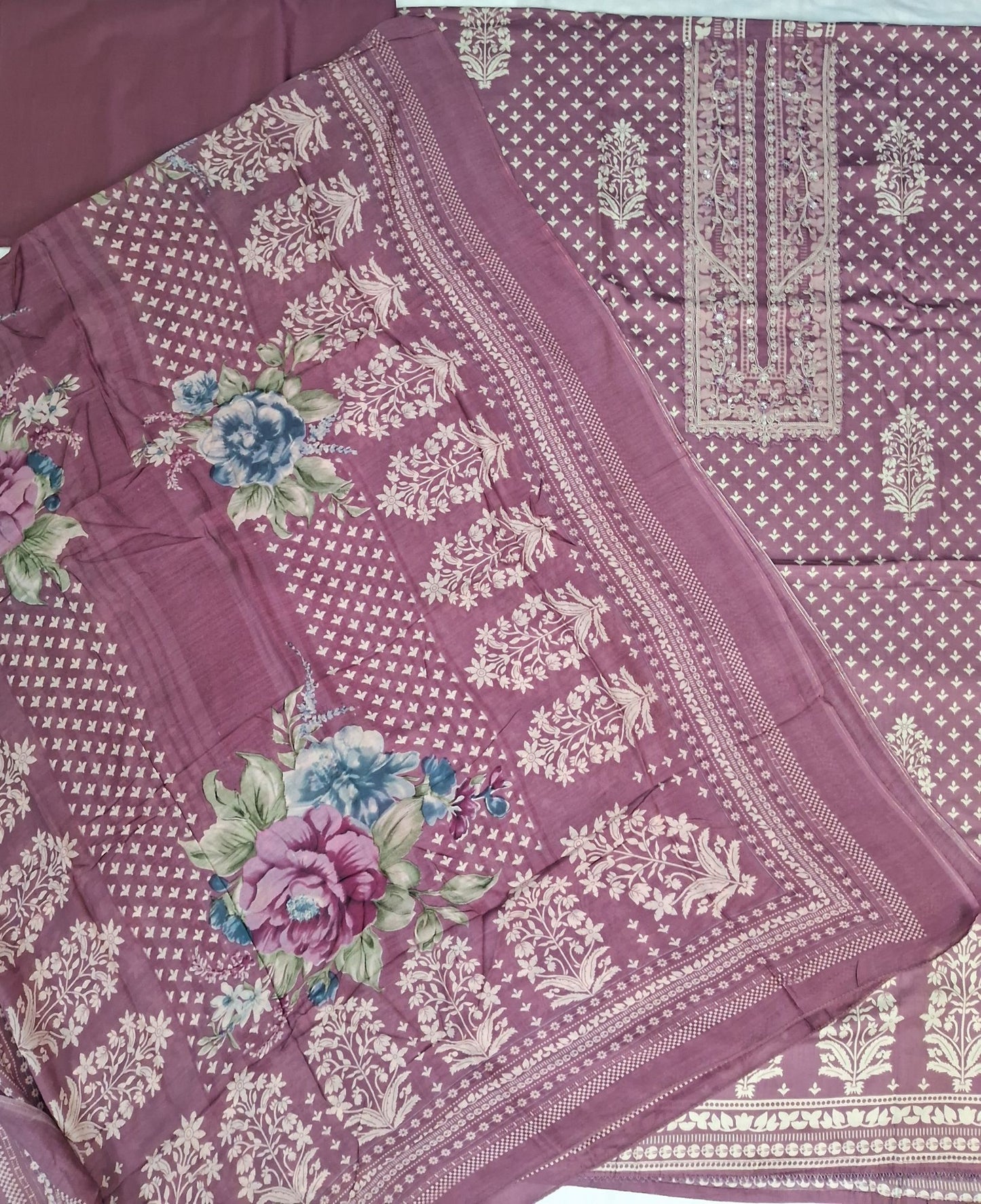 DUSTY MAUVE FLORAL MUSLIN SUIT