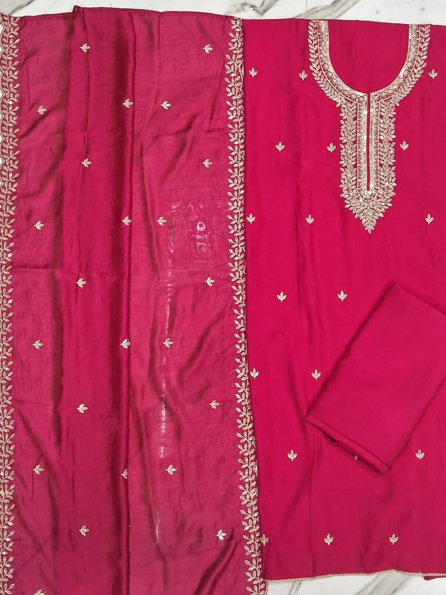 RANI PINK CHANDERI ZARI SUIT