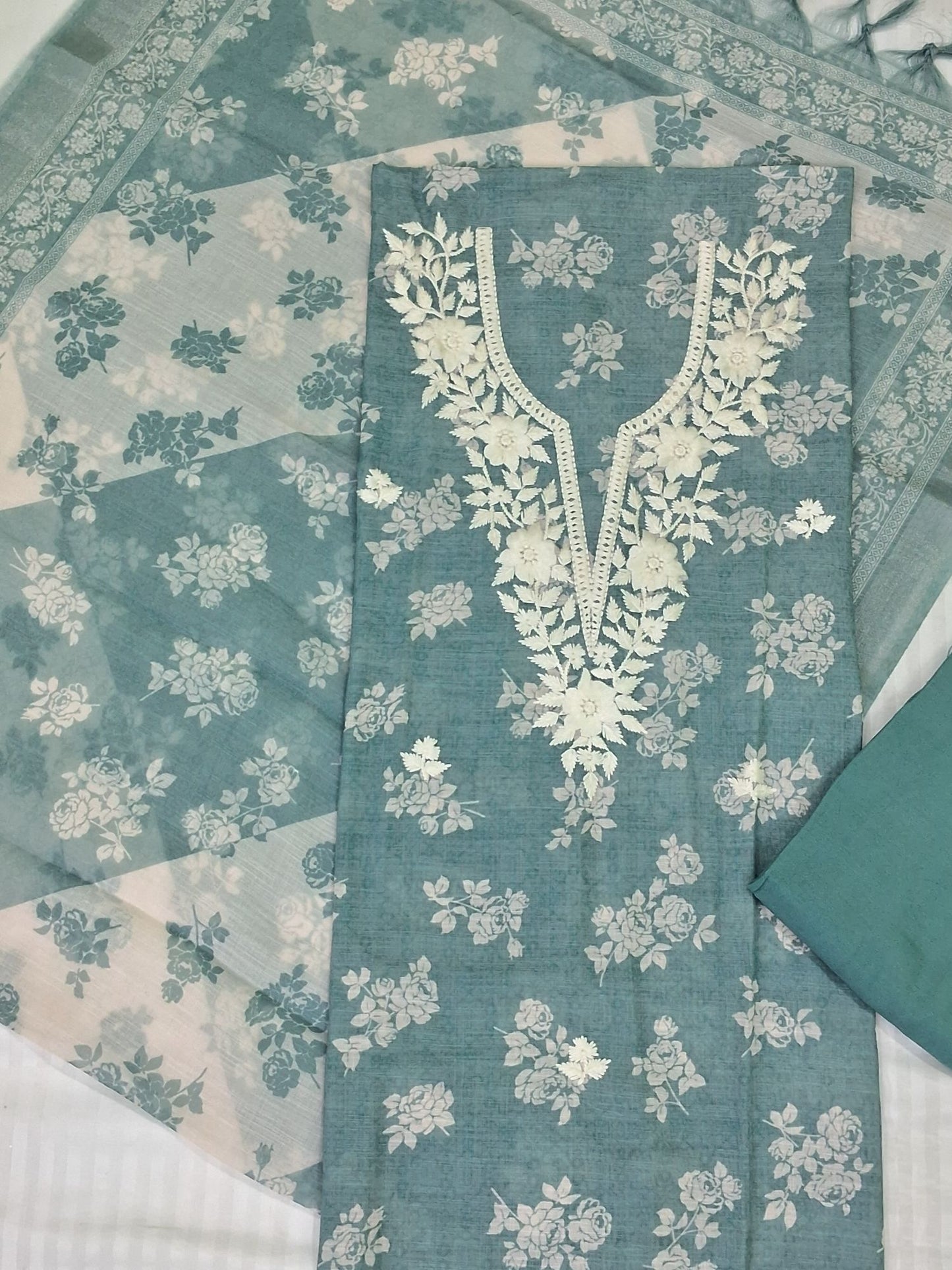TEAL BLUE LINEN SUIT SET