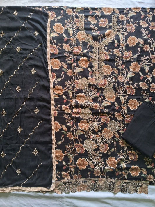 TURKISH BLACK DAHLIA BLOOM COTTON SUIT