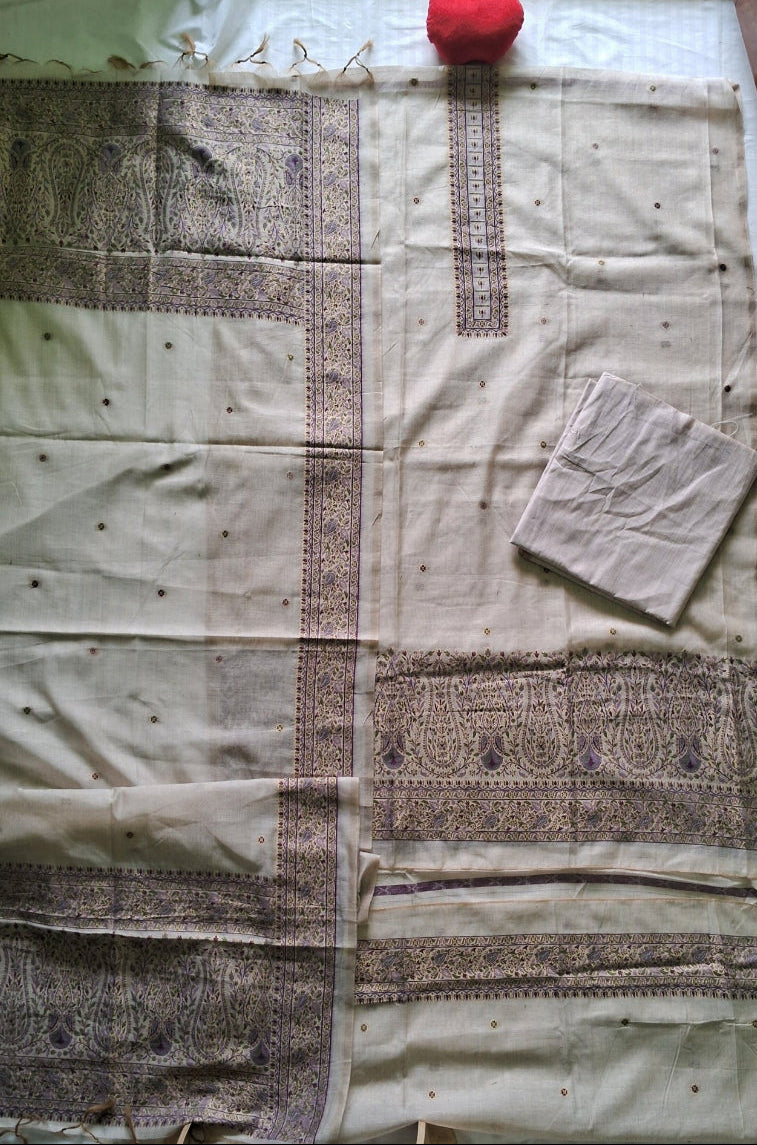IVORY LILAC  KHADI CHANDERI JAMDHANI SUIT