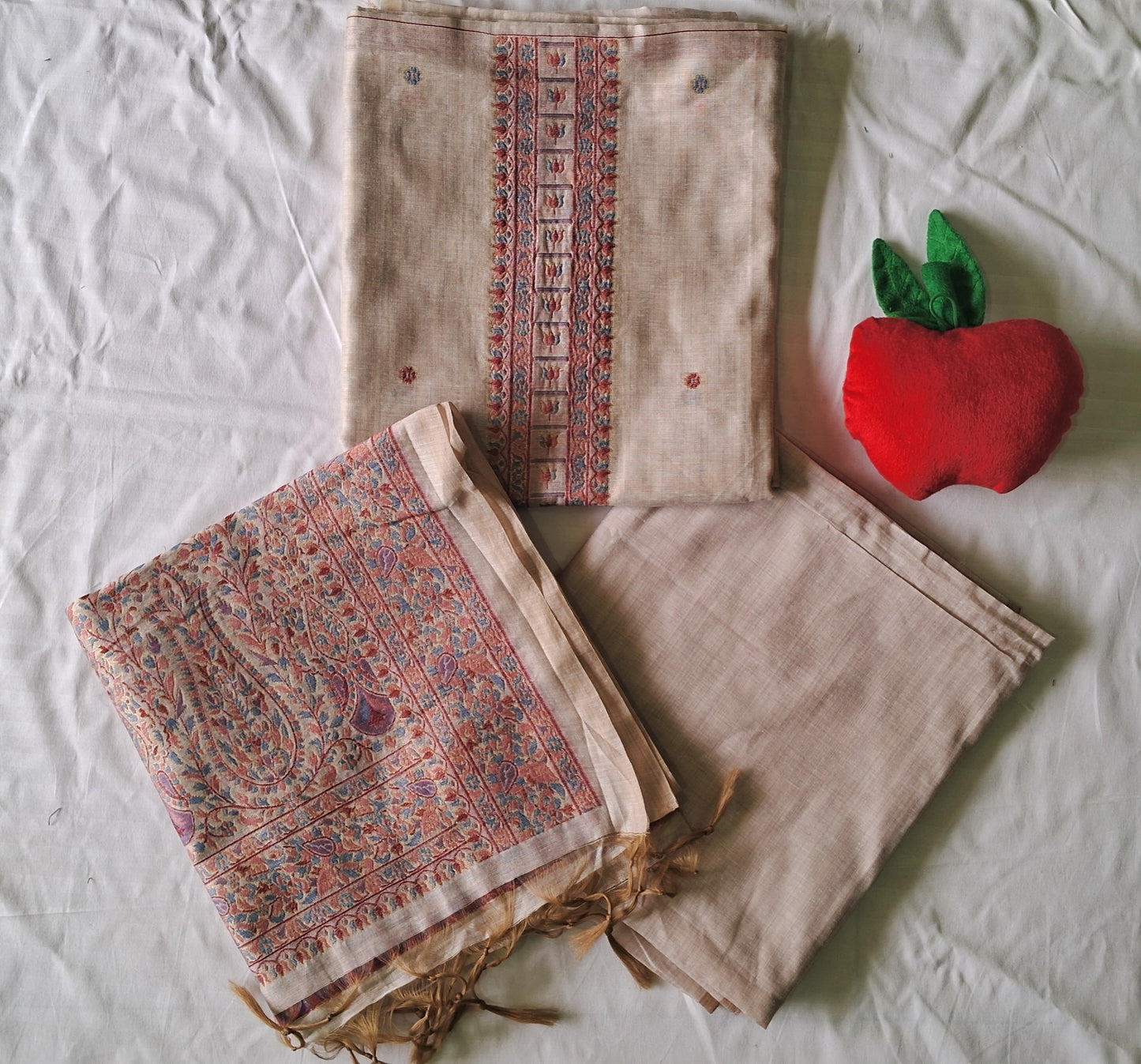 IVORY MAUVE KHADI CHANDERI JAMDHANI SUIT