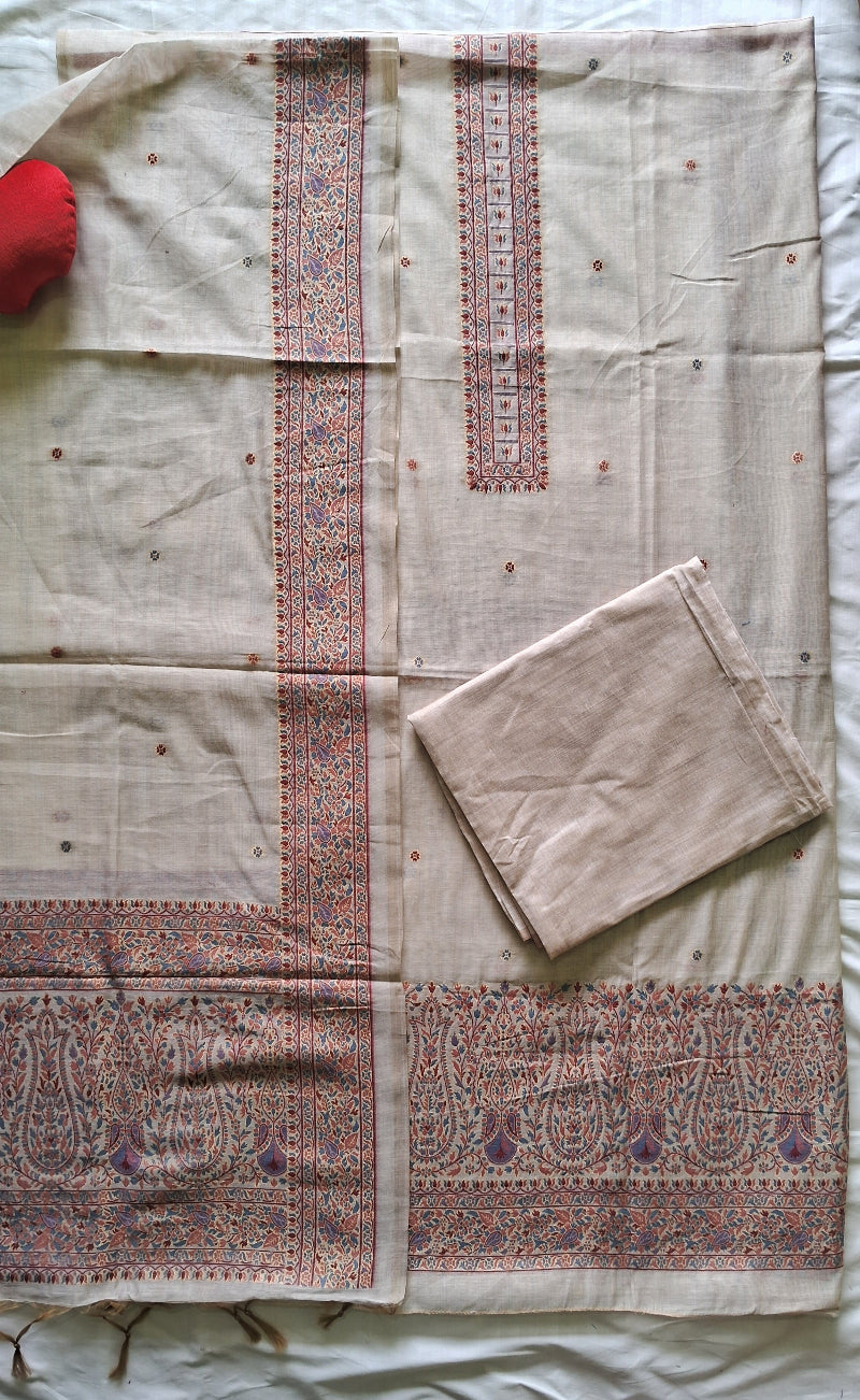 IVORY MAUVE KHADI CHANDERI JAMDHANI SUIT