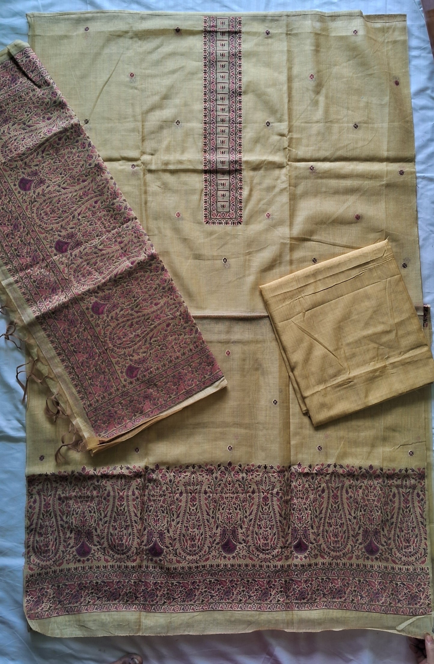 BUTTER YELLOW KHADI CHANDERI JAMDHANI SUIT
