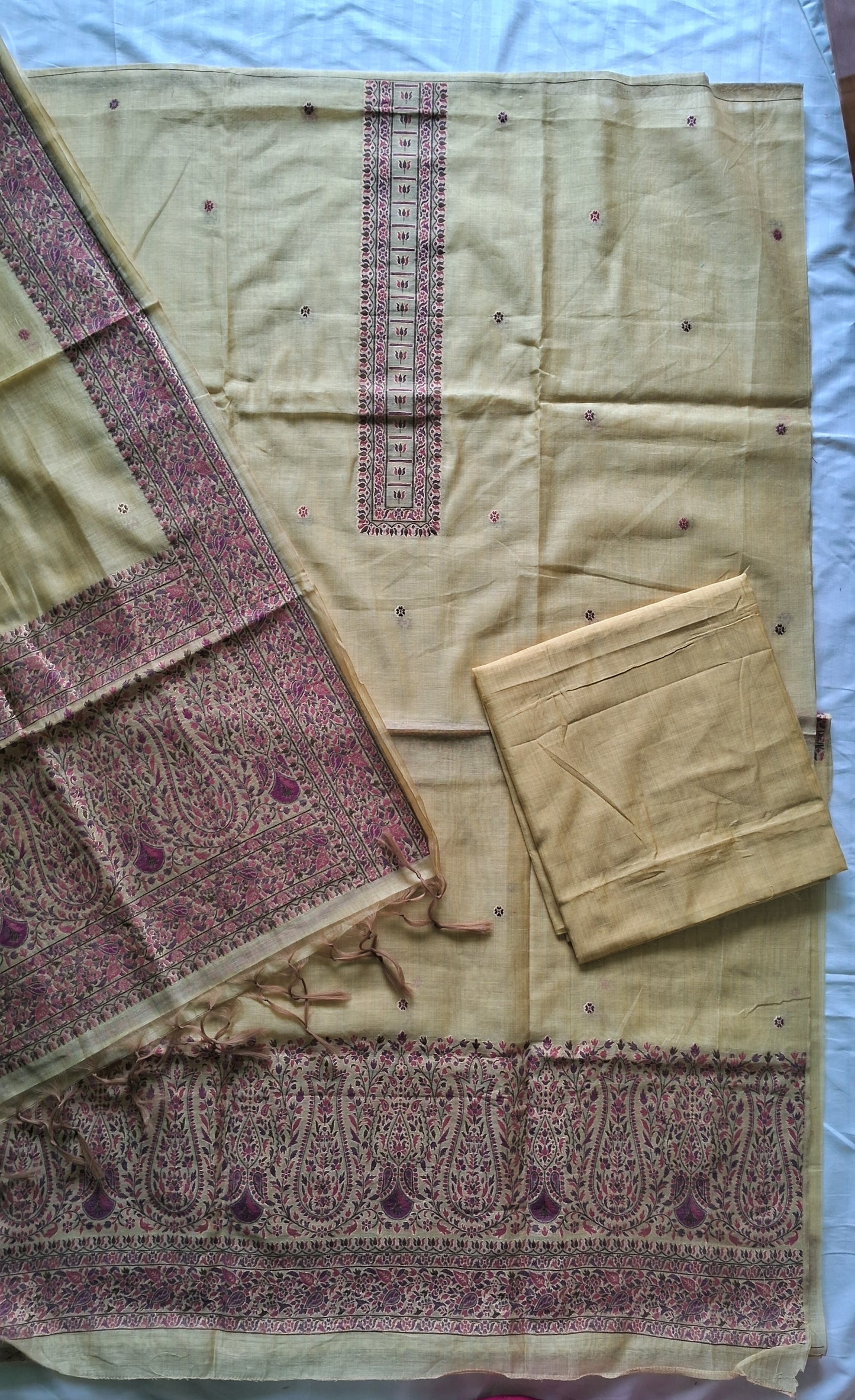 BUTTER YELLOW KHADI CHANDERI JAMDHANI SUIT