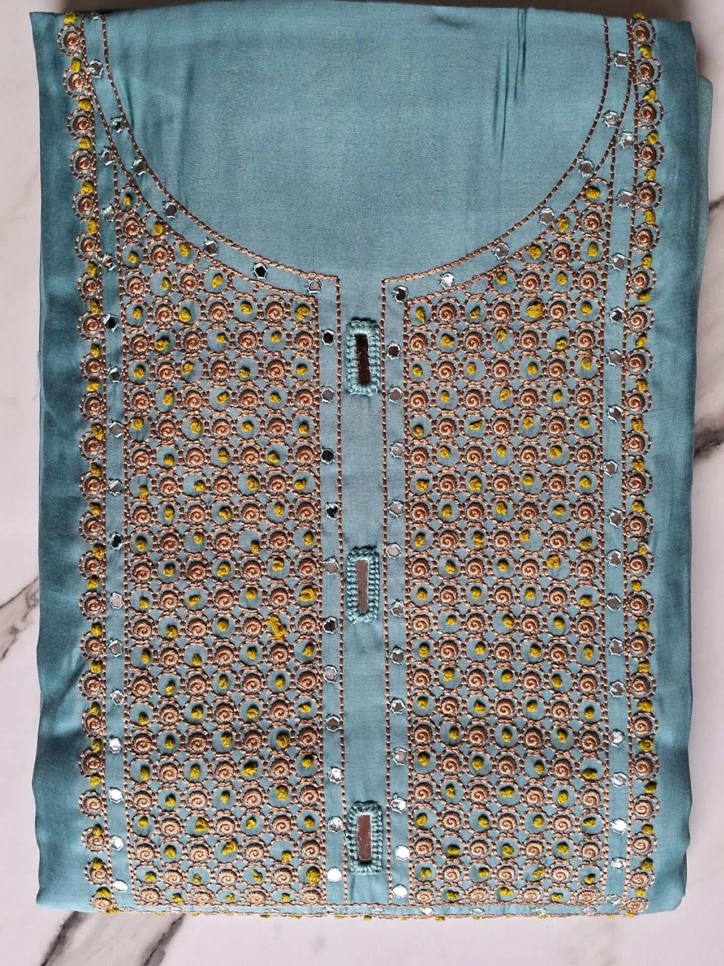 AQUA BLUE DUPION SILK SUIT
