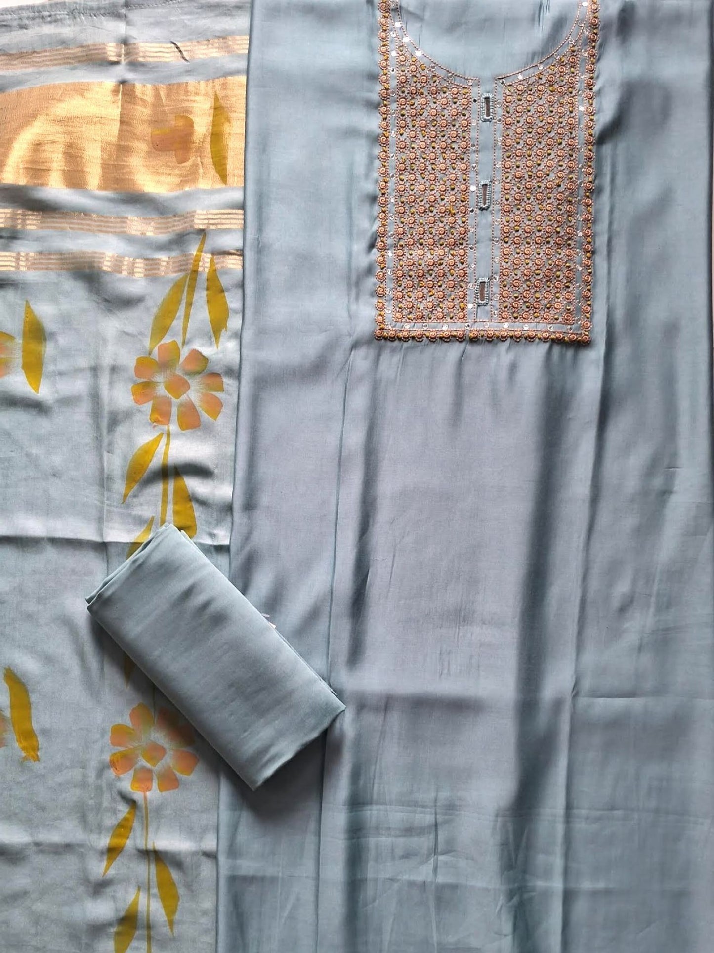 AQUA BLUE DUPION SILK SUIT