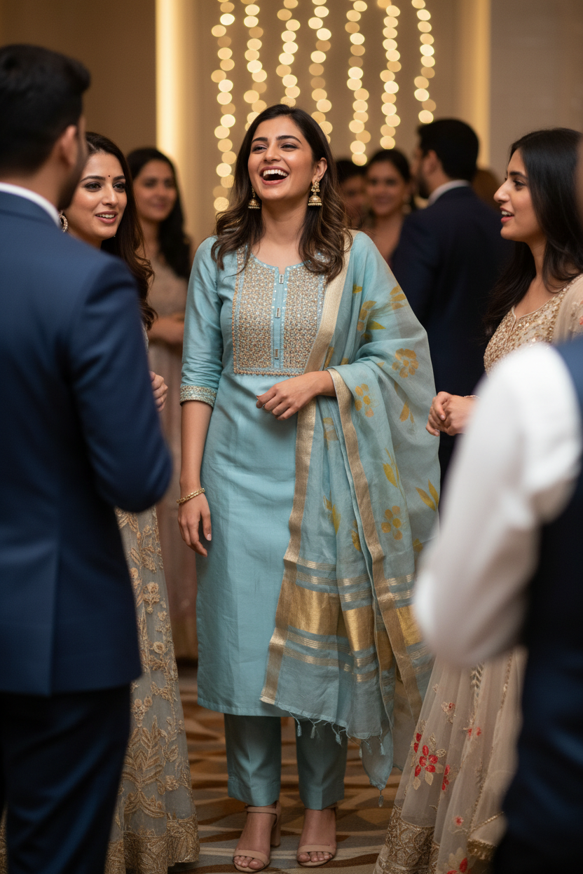 AQUA BLUE DUPION SILK SUIT