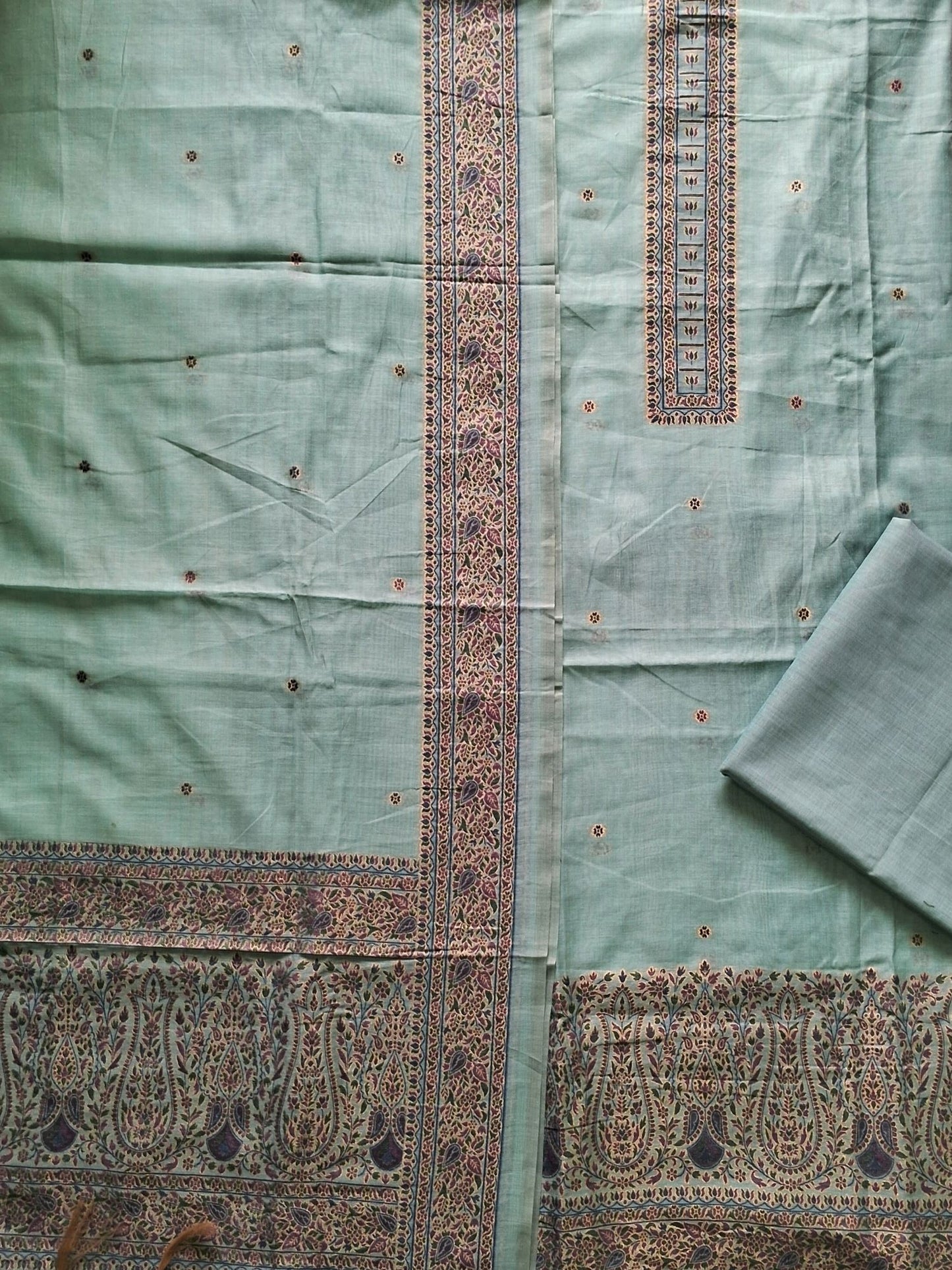 MINT BLUE KHADI CHANDERI JAMDHANI SUIT