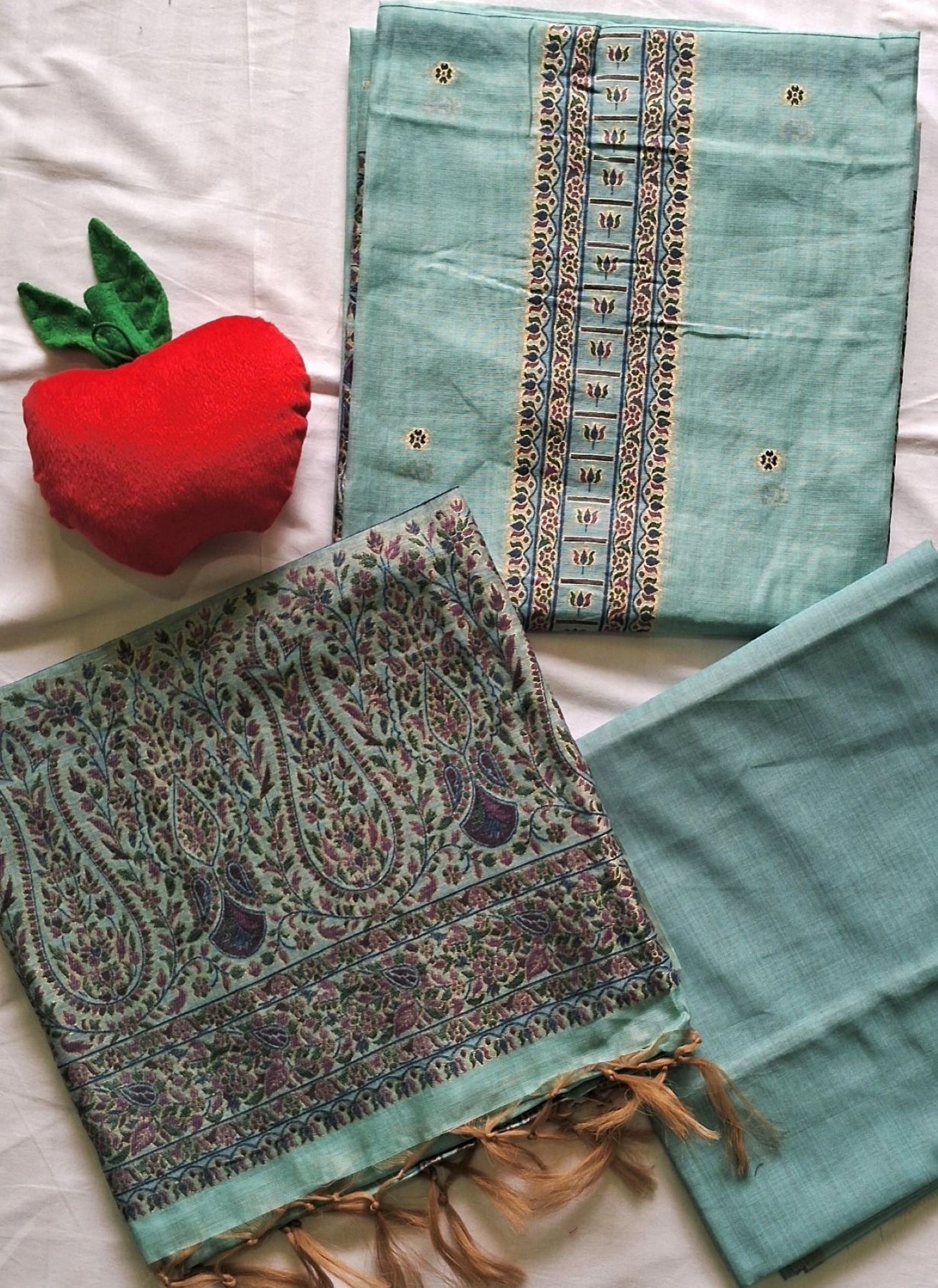 MINT BLUE KHADI CHANDERI JAMDHANI SUIT