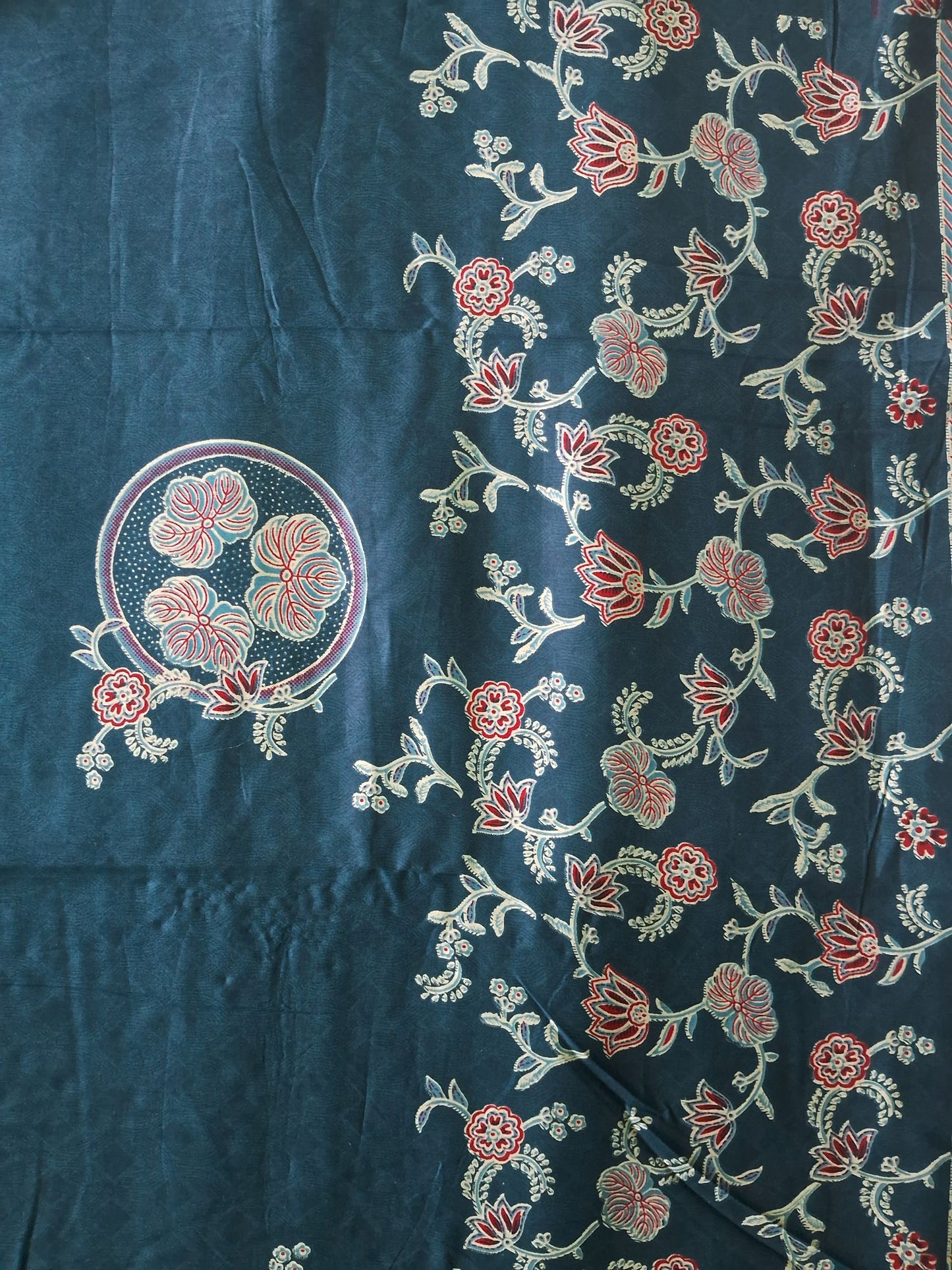 BLUE & RED PRINTED PURE COTTON SUIT