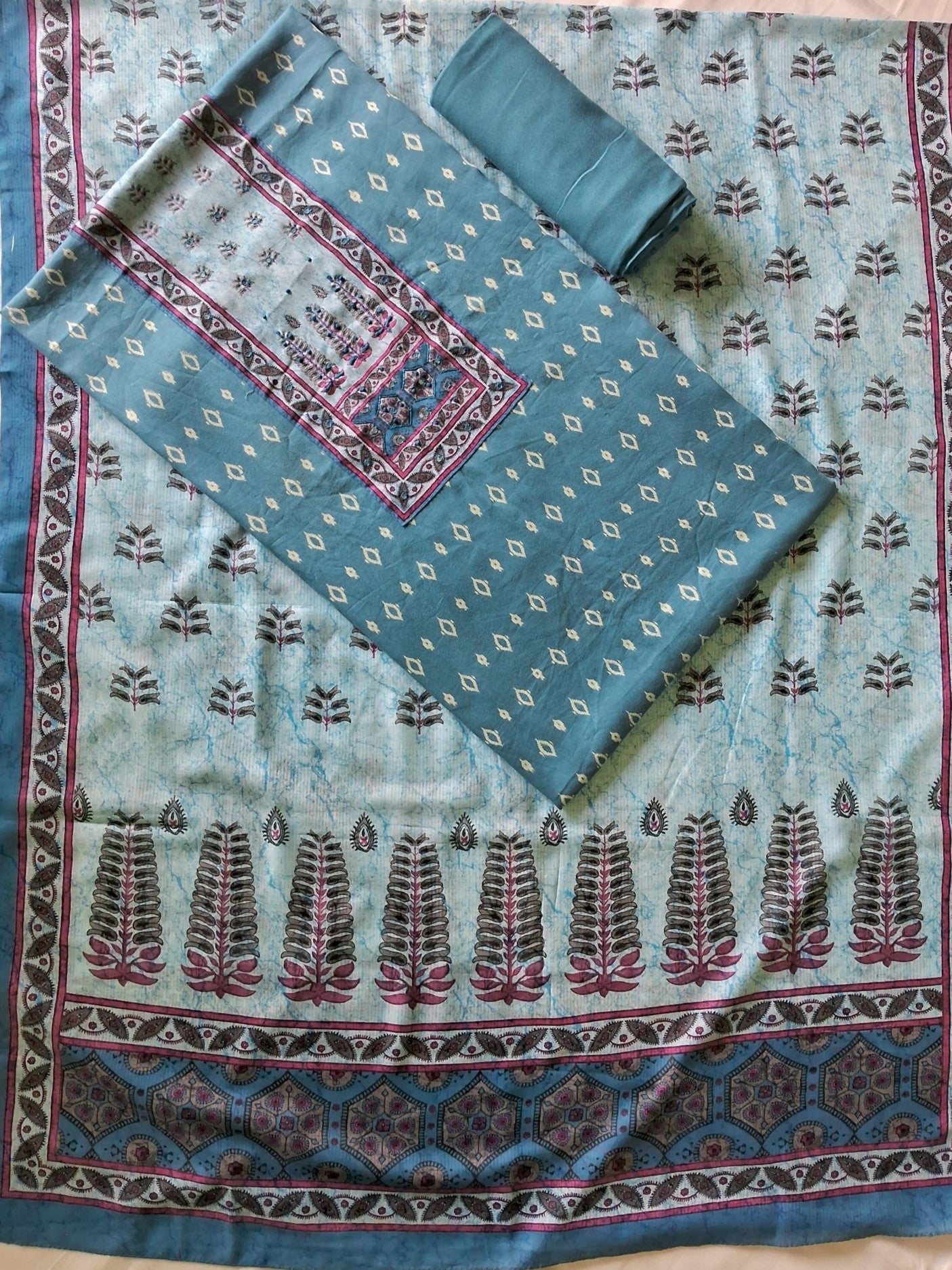 BLUE PRINTED COTTON SUIT