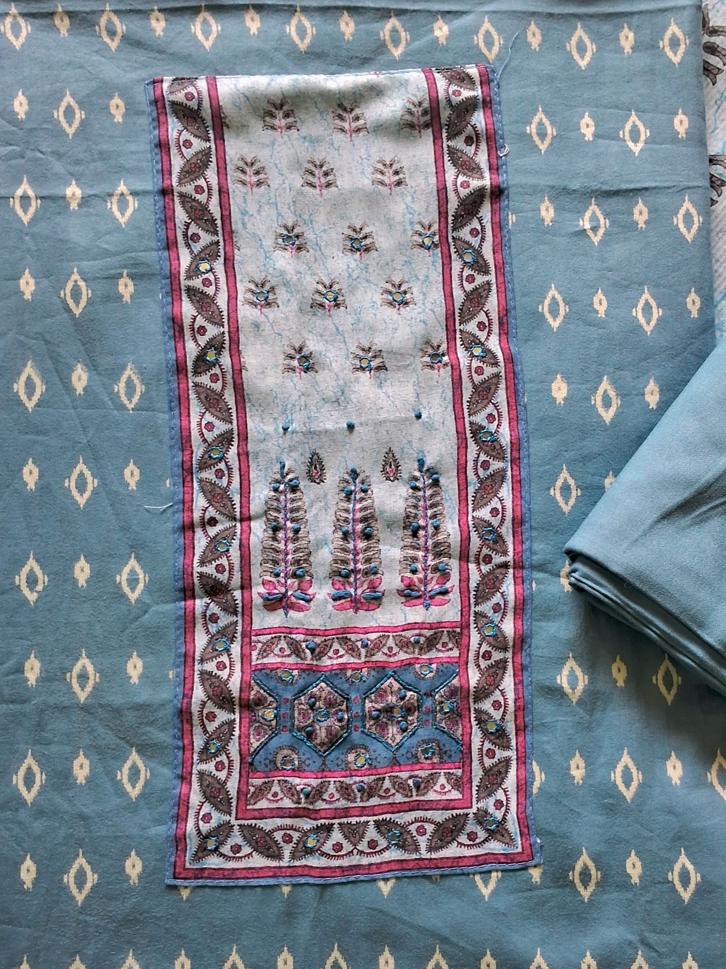 BLUE PRINTED COTTON SUIT