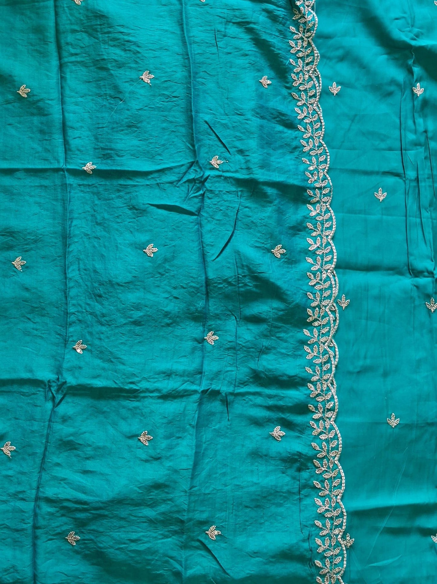 PEACOCK BLUE CHANDERI ZARI SUIT