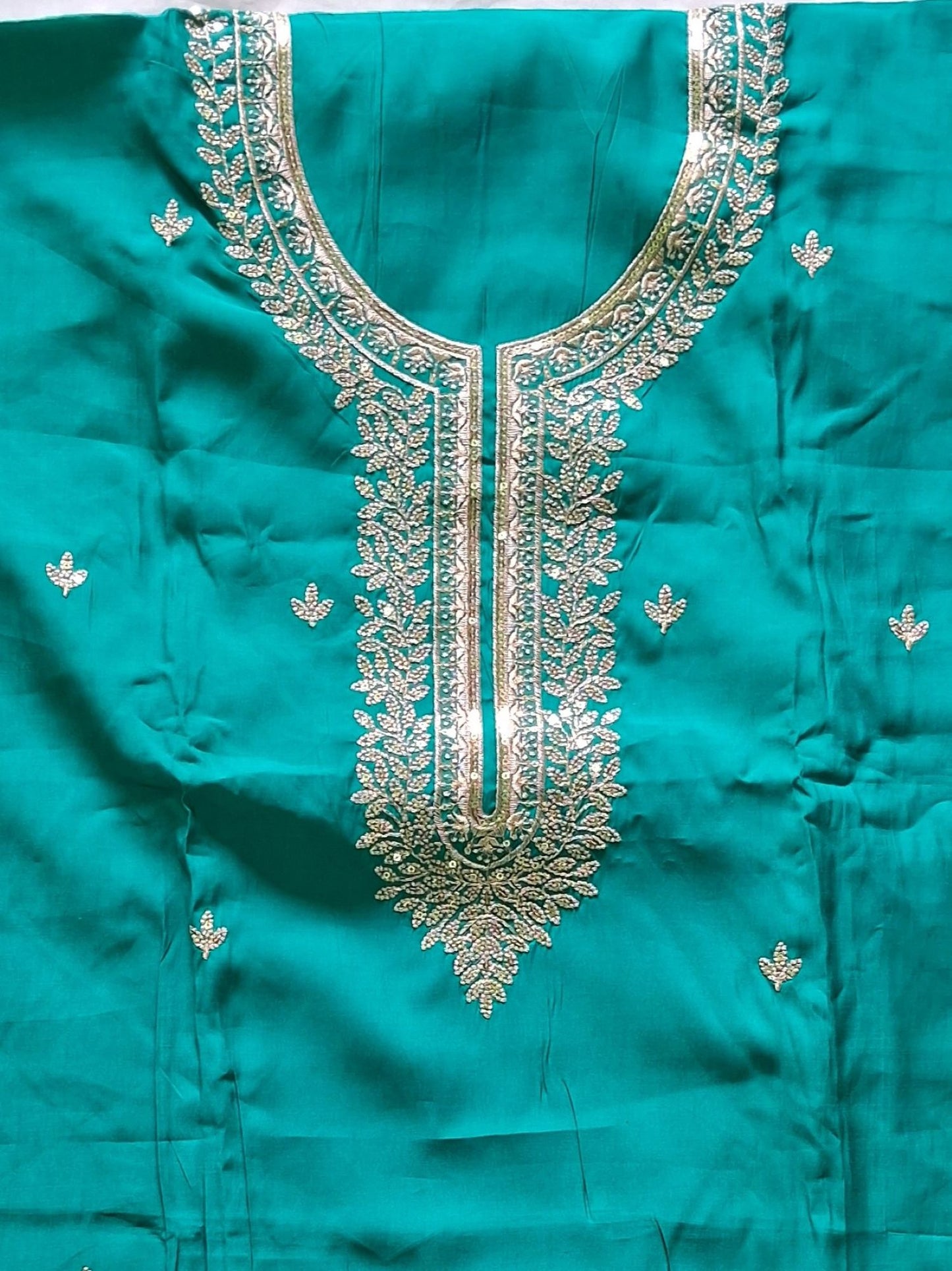 PEACOCK BLUE CHANDERI ZARI SUIT