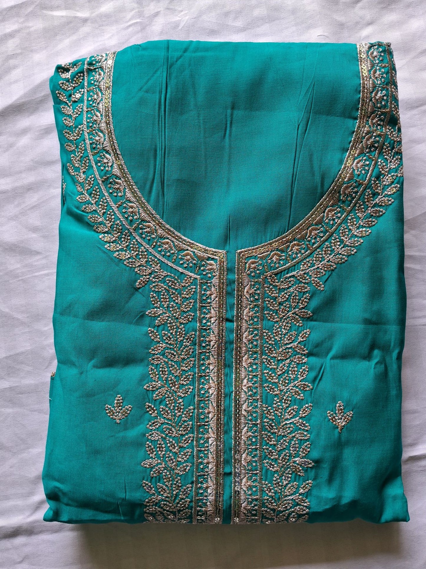 PEACOCK BLUE CHANDERI ZARI SUIT
