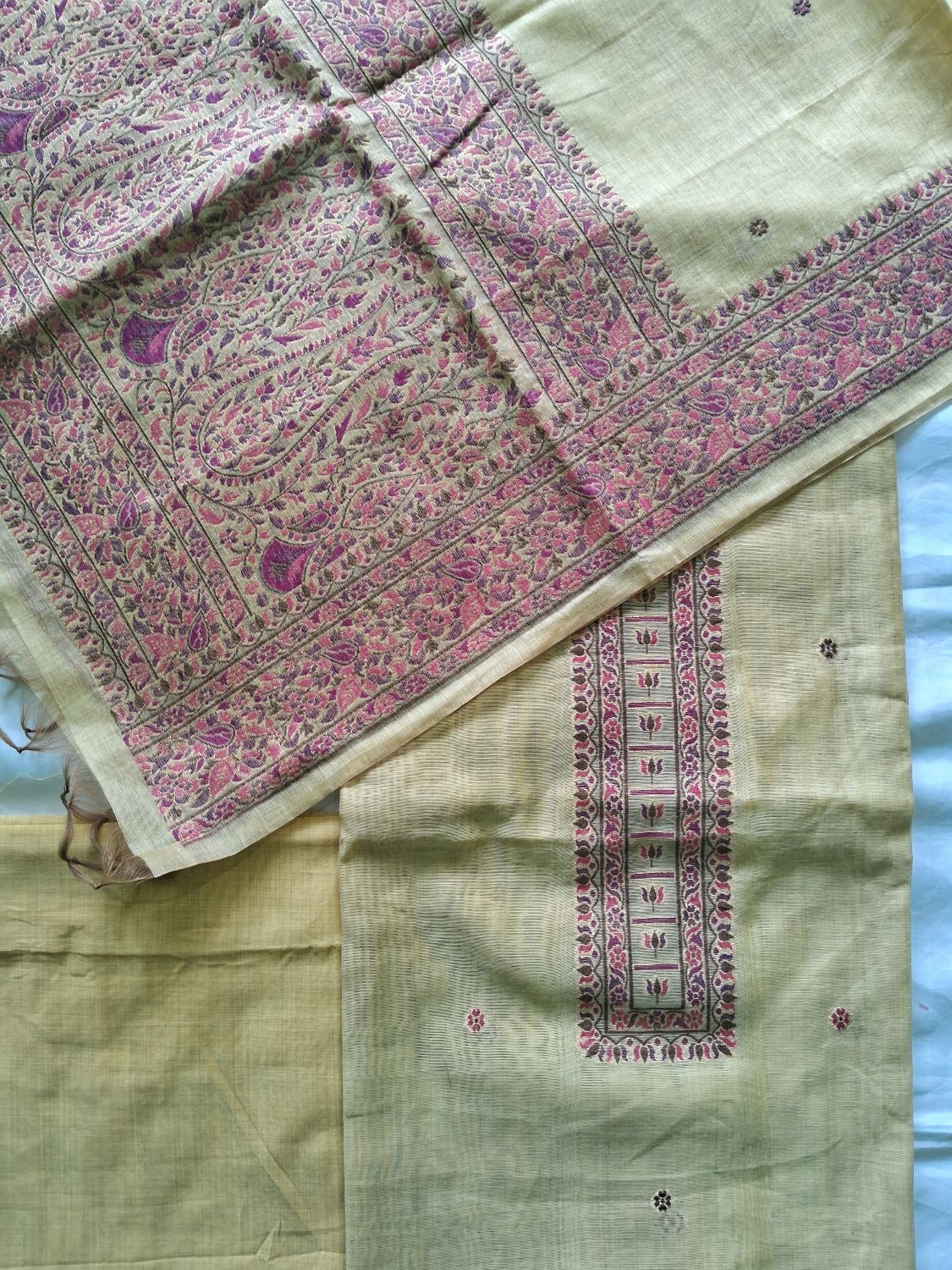 BUTTER YELLOW KHADI CHANDERI JAMDHANI SUIT