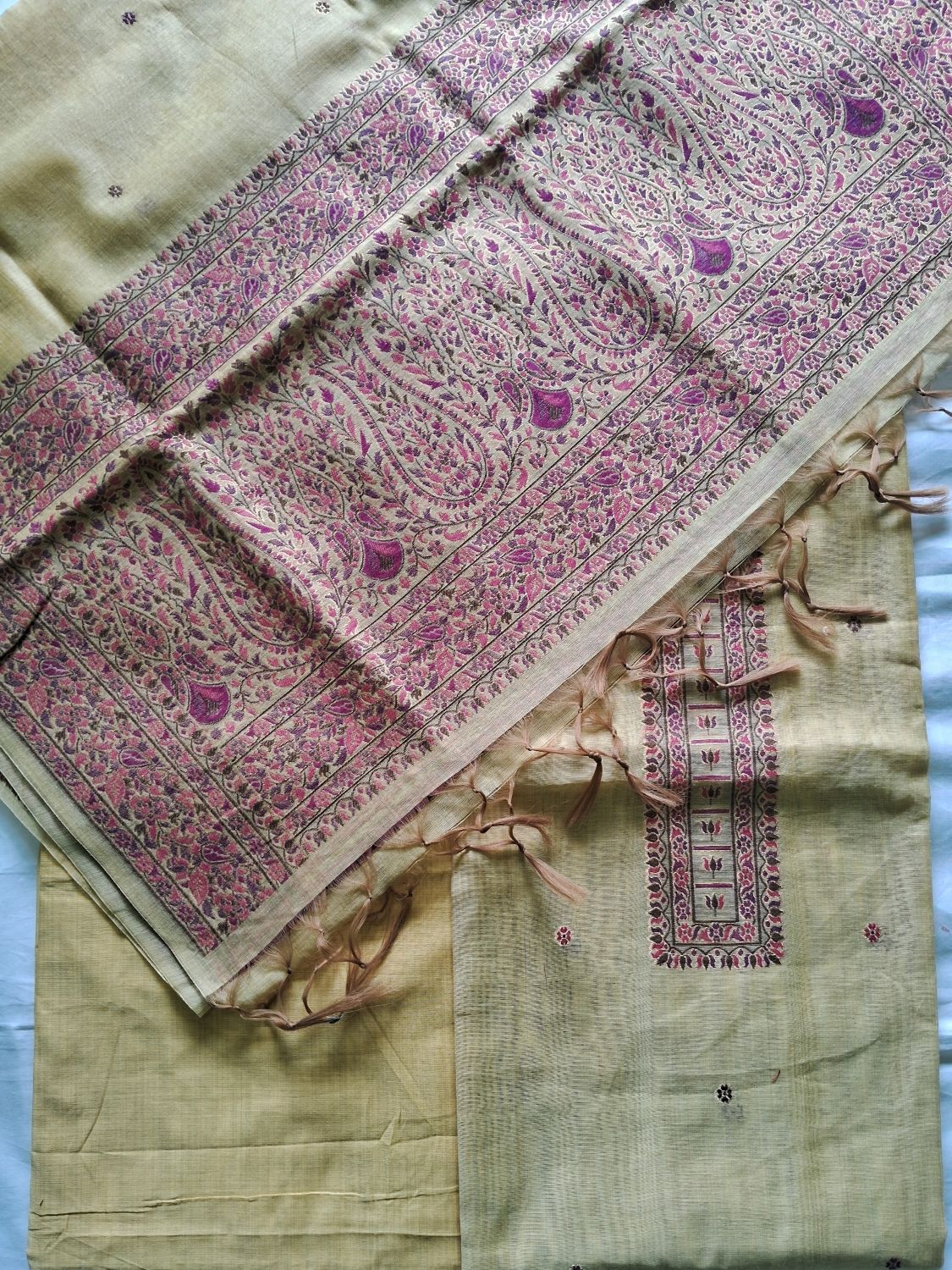 BUTTER YELLOW KHADI CHANDERI JAMDHANI SUIT