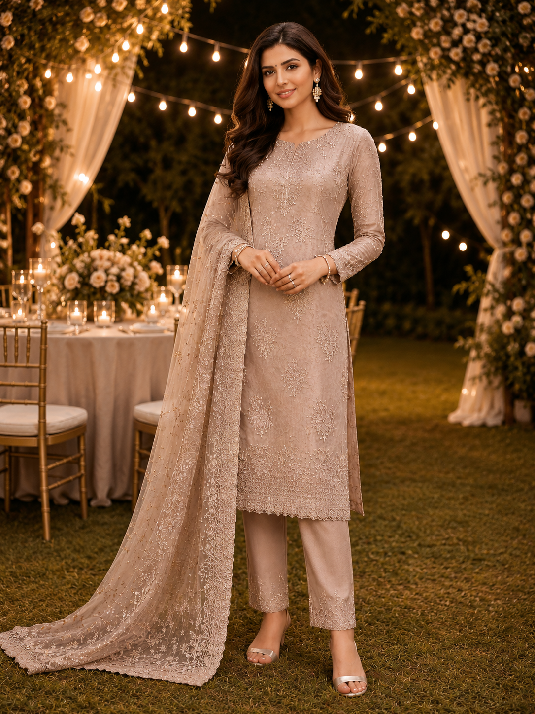 ROSE GOLD SHIMMER ORGANZA SUIT
