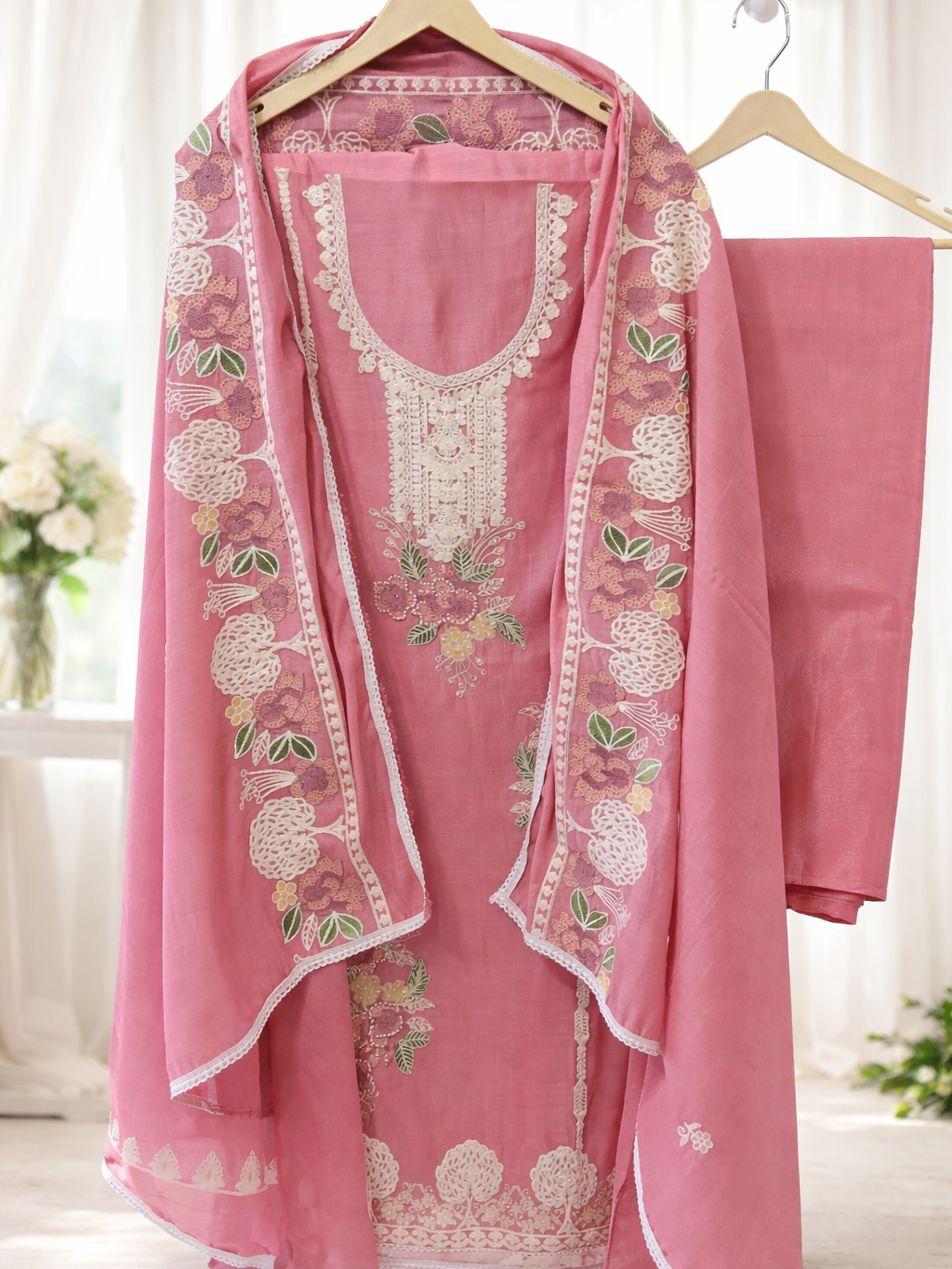 GULNAAR BLUSH PINK EMBROIDERED SUIT