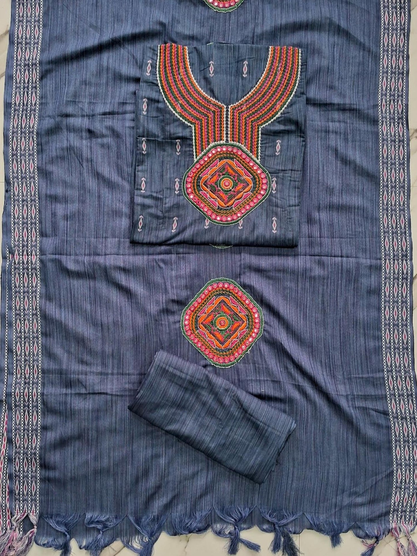 DENIM BLUE MEERUT COTTON SUIT
