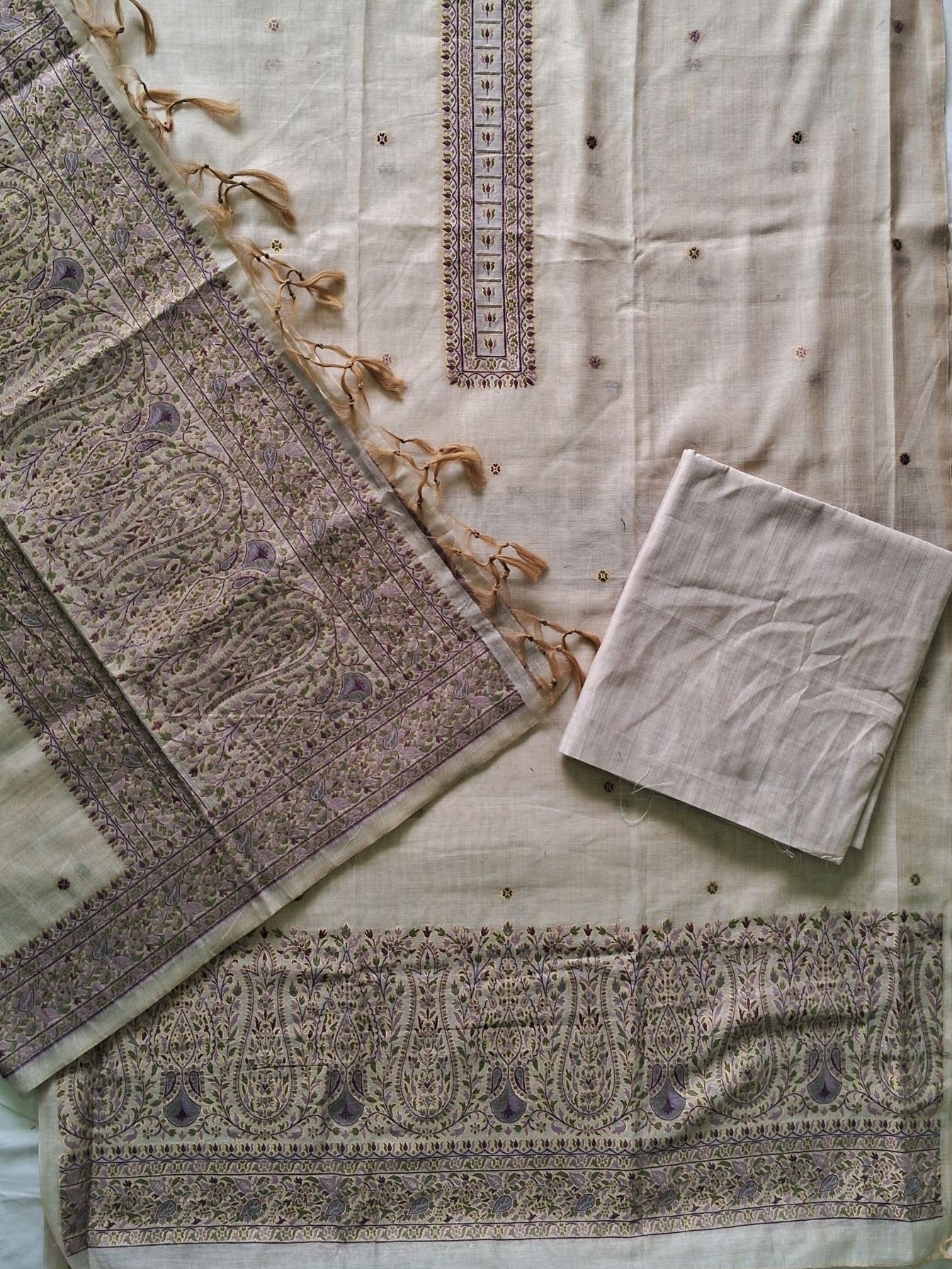 IVORY LILAC  KHADI CHANDERI JAMDHANI SUIT