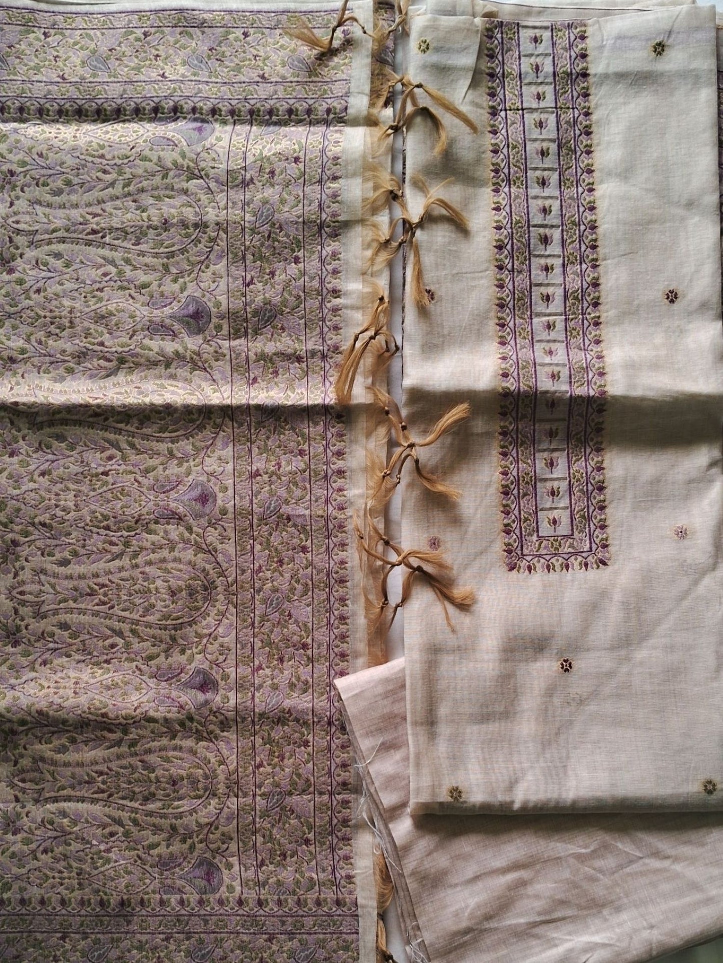 IVORY LILAC  KHADI CHANDERI JAMDHANI SUIT