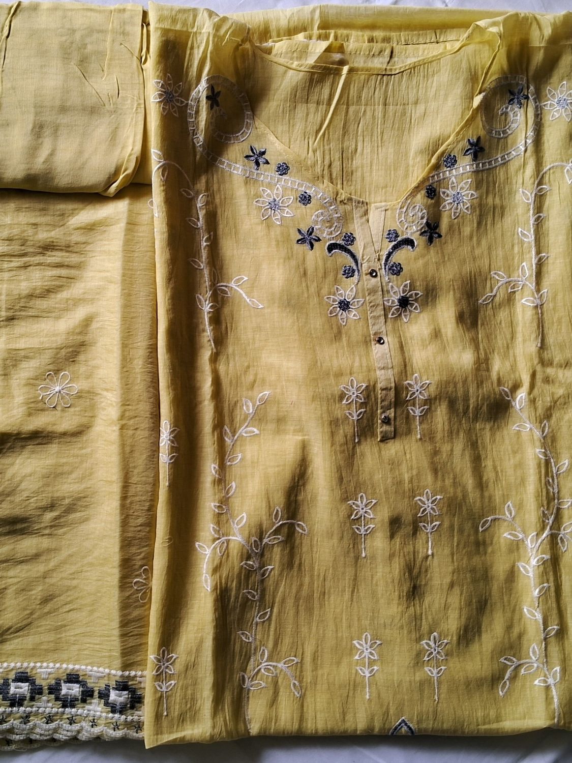 LEMON YELLOW PREMIUM MUL CHANDERI SUIT