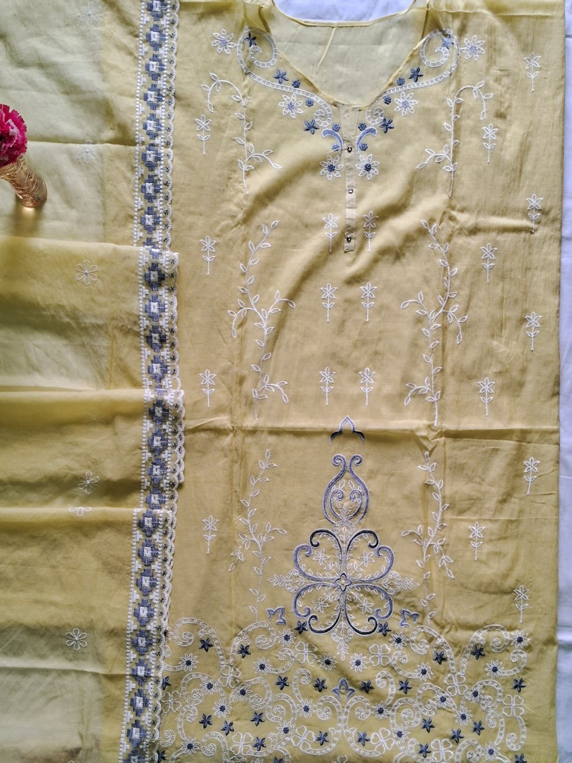 LEMON YELLOW PREMIUM MUL CHANDERI SUIT