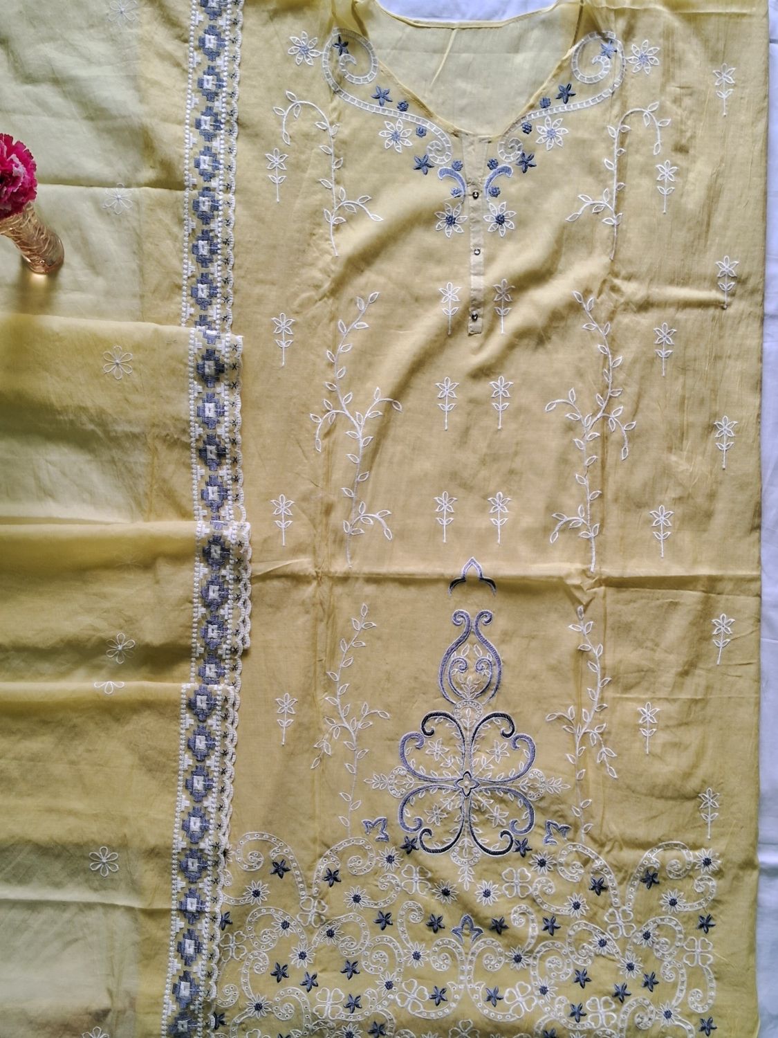 LEMON YELLOW PREMIUM MUL CHANDERI SUIT