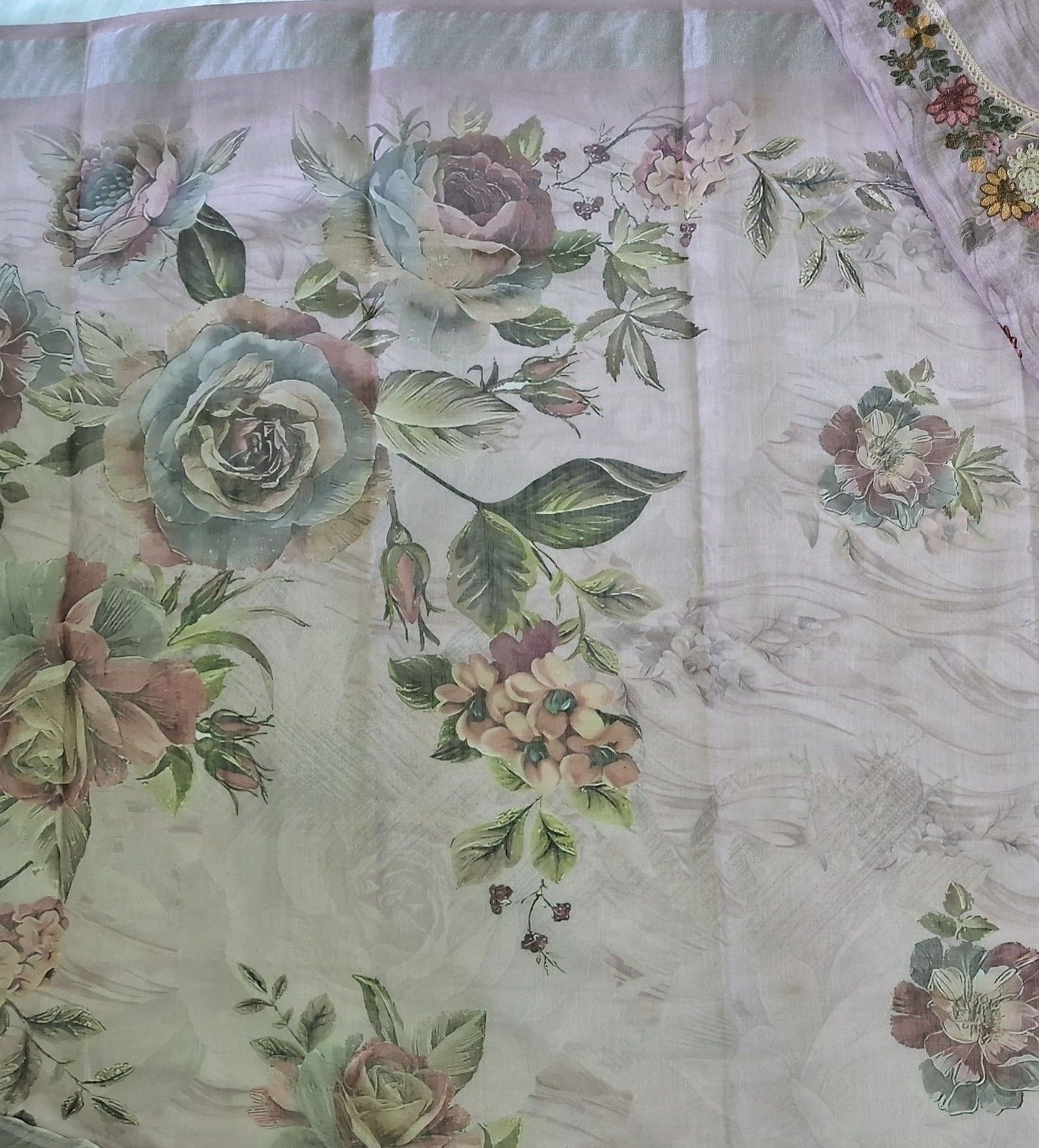 LIGHT MAUVE LINEN EMBROIDERED SUIT