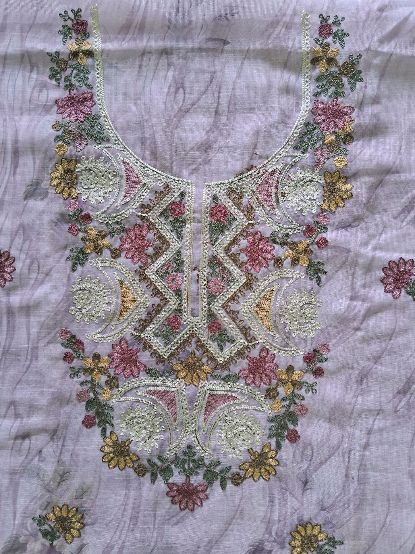 LIGHT MAUVE LINEN EMBROIDERED SUIT