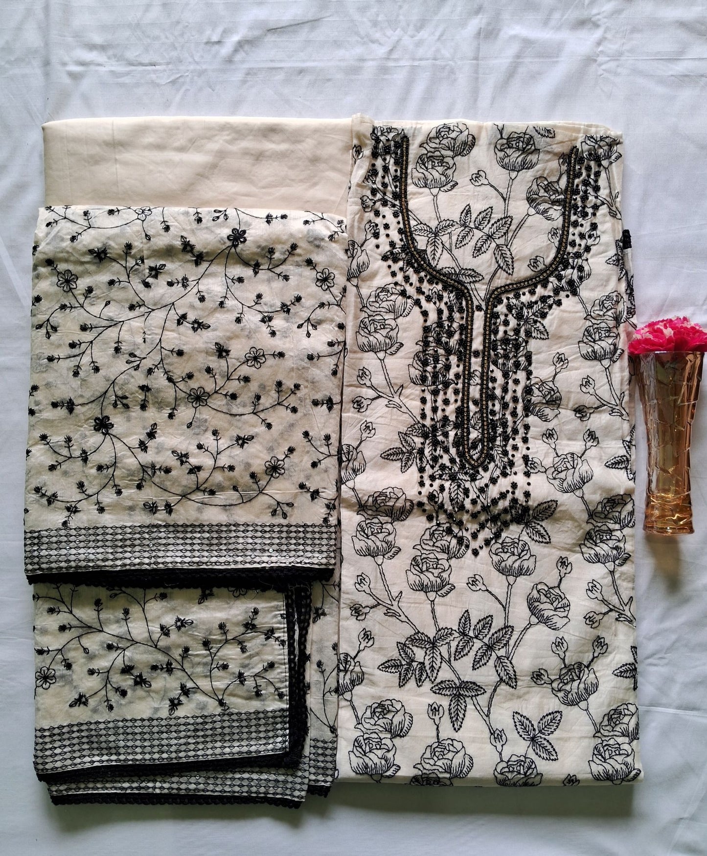 MIDNIGHT IVORY ROSE EMBROIDERED SUIT