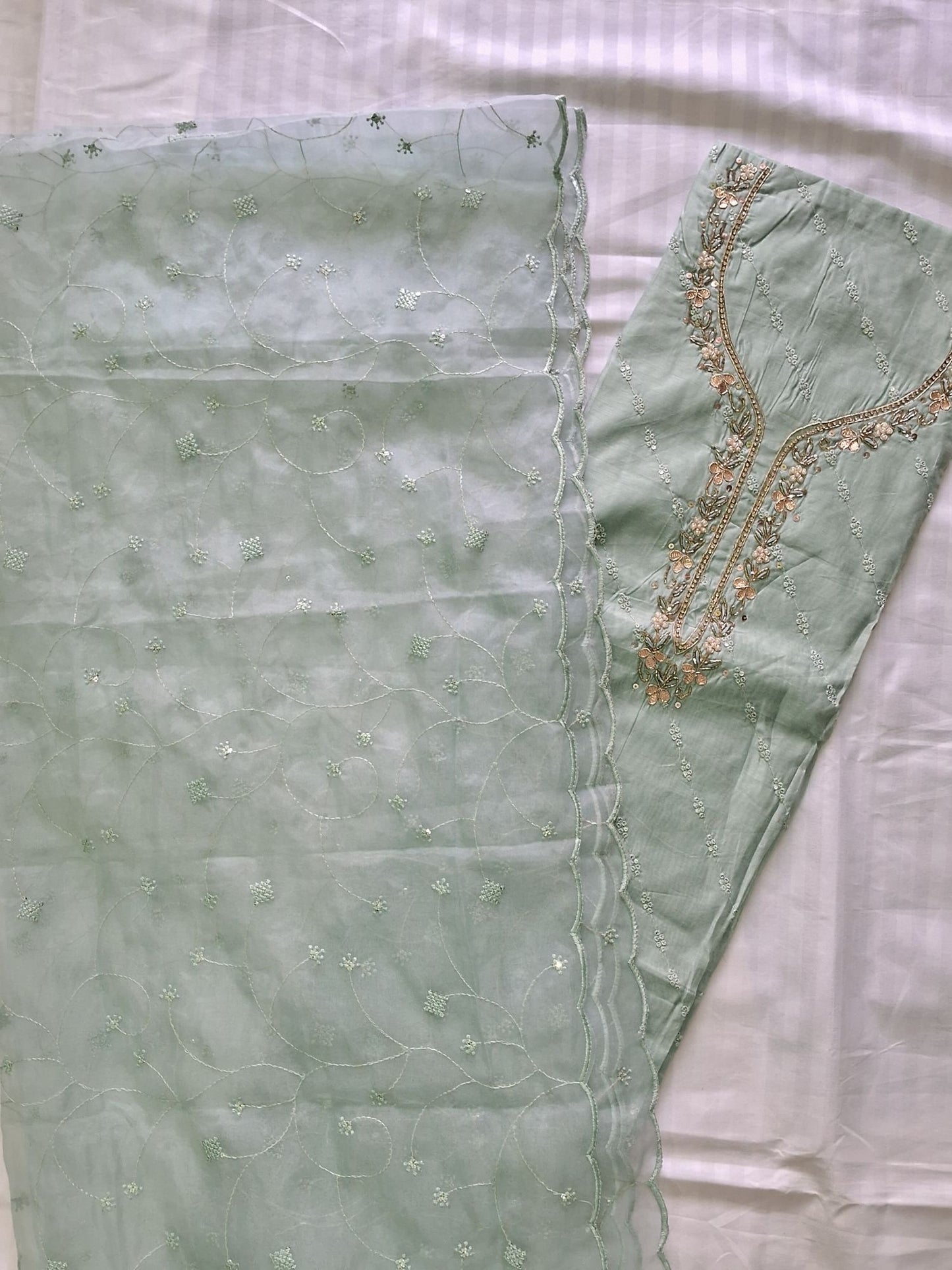 MINT GREEN EMBROIDERED SUIT