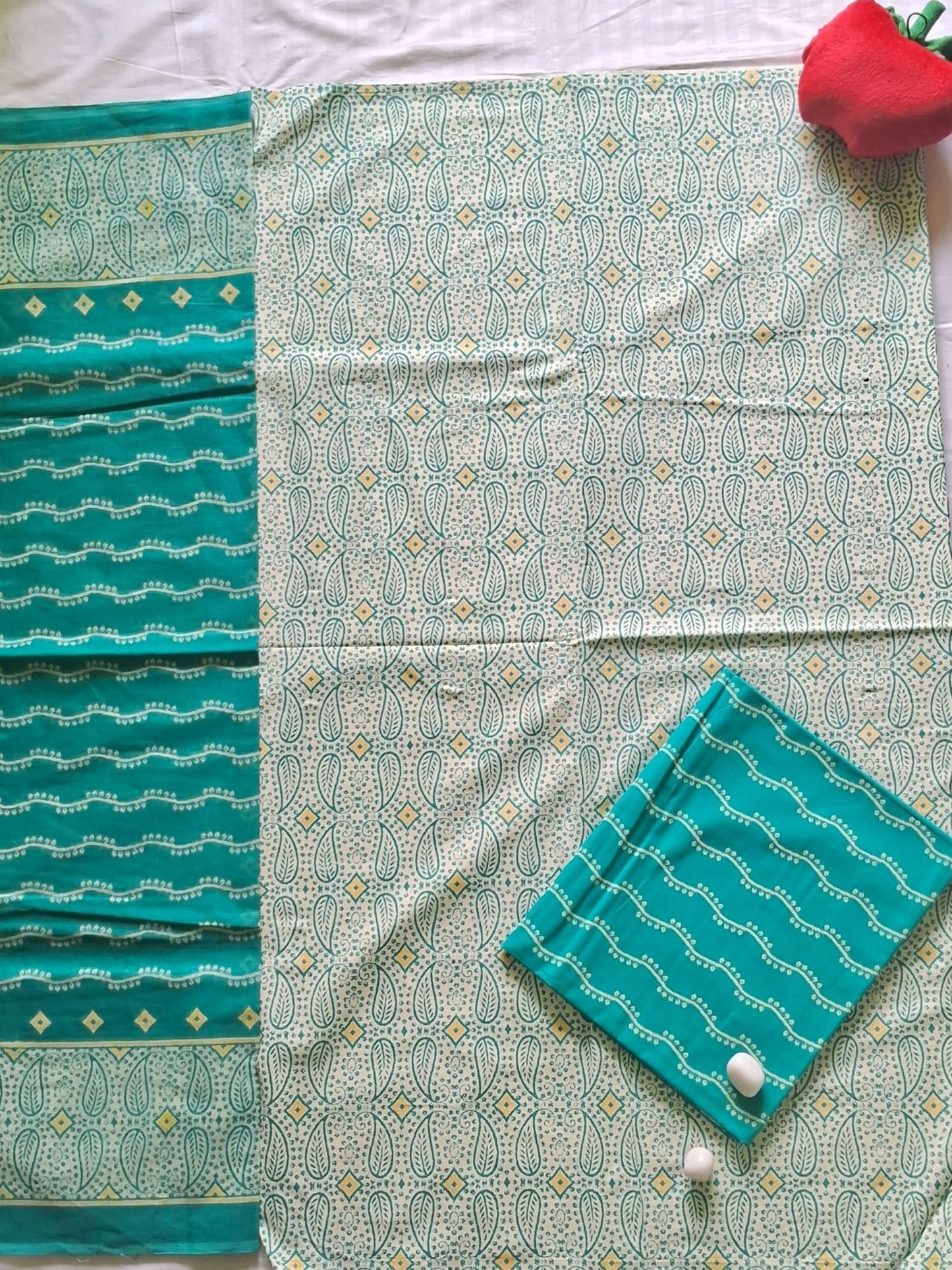 NAZAARA AQUA PAISLEY PURE COTTON SUIT