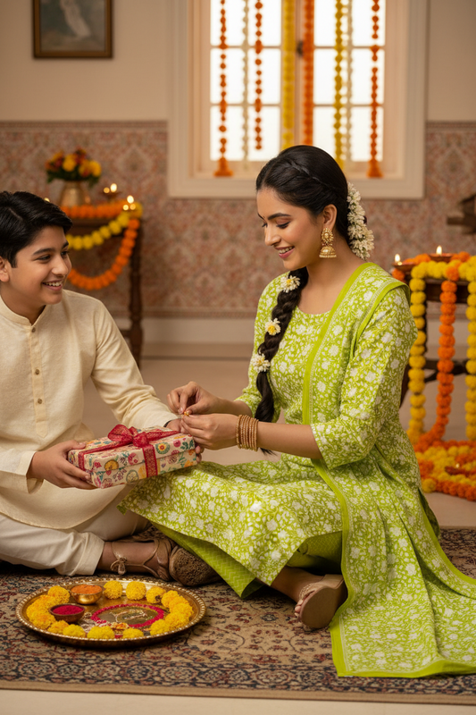 NAZAARA GREEN FLORAL PURE COTTON SUIT
