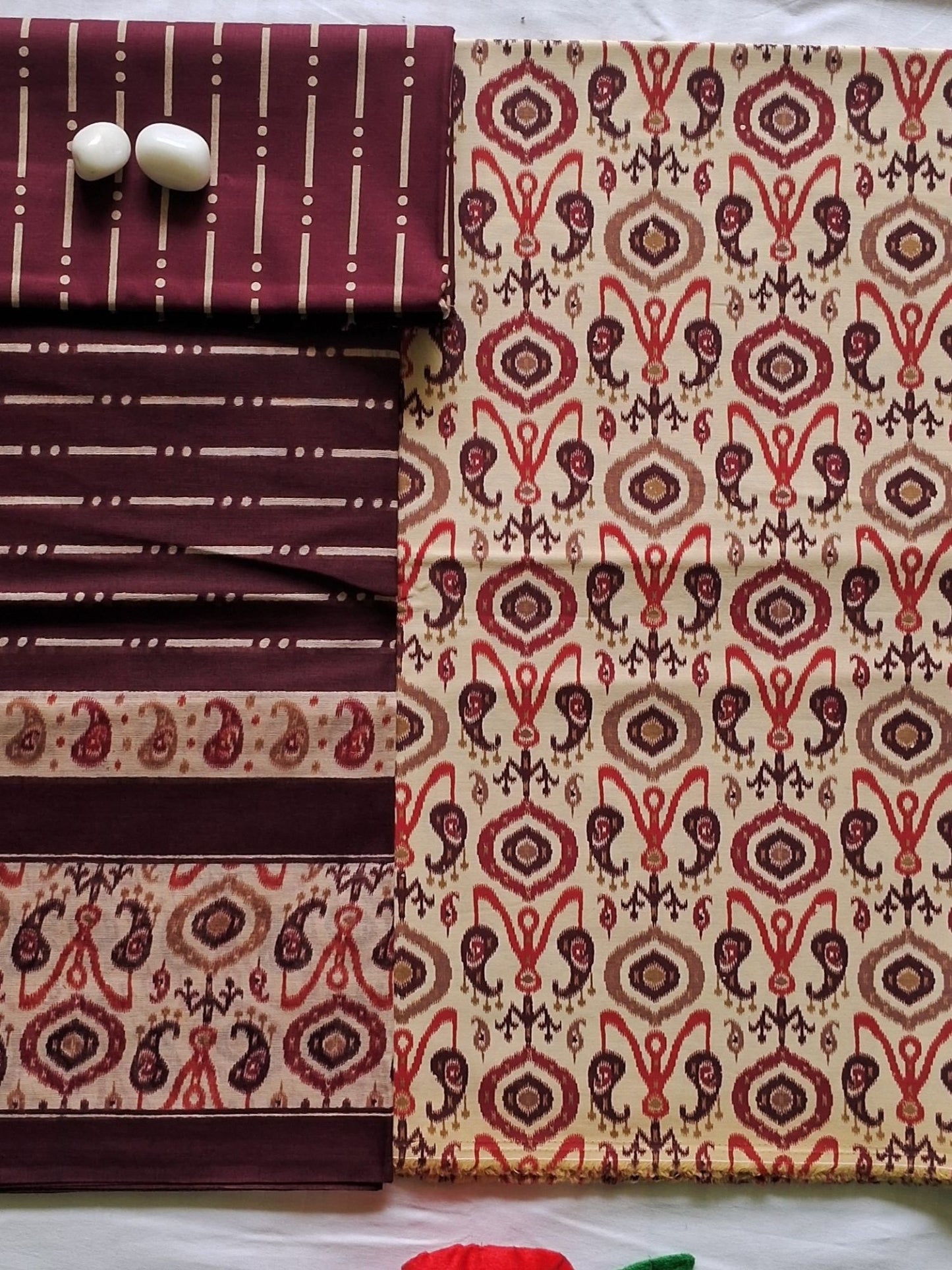 NAZAARA BEIGE MAROON PURE COTTON SUIT