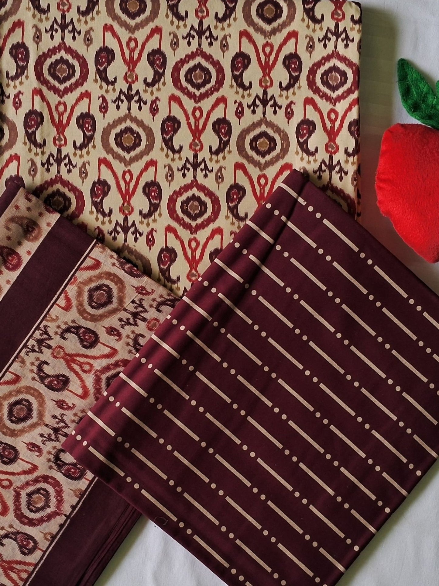 NAZAARA BEIGE MAROON PURE COTTON SUIT