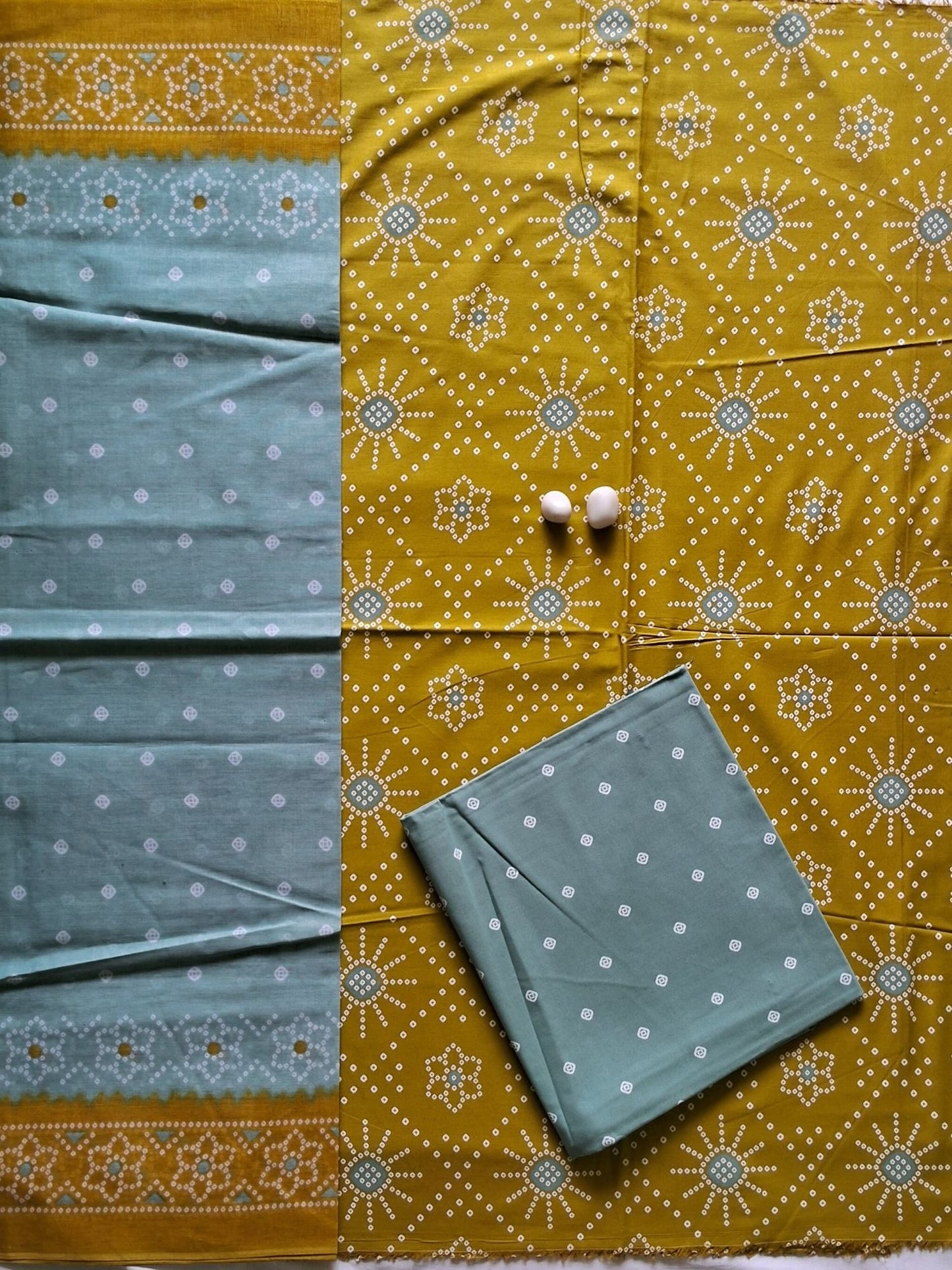 NAZAARA MUSTARD SAGE PURE COTTON SUIT