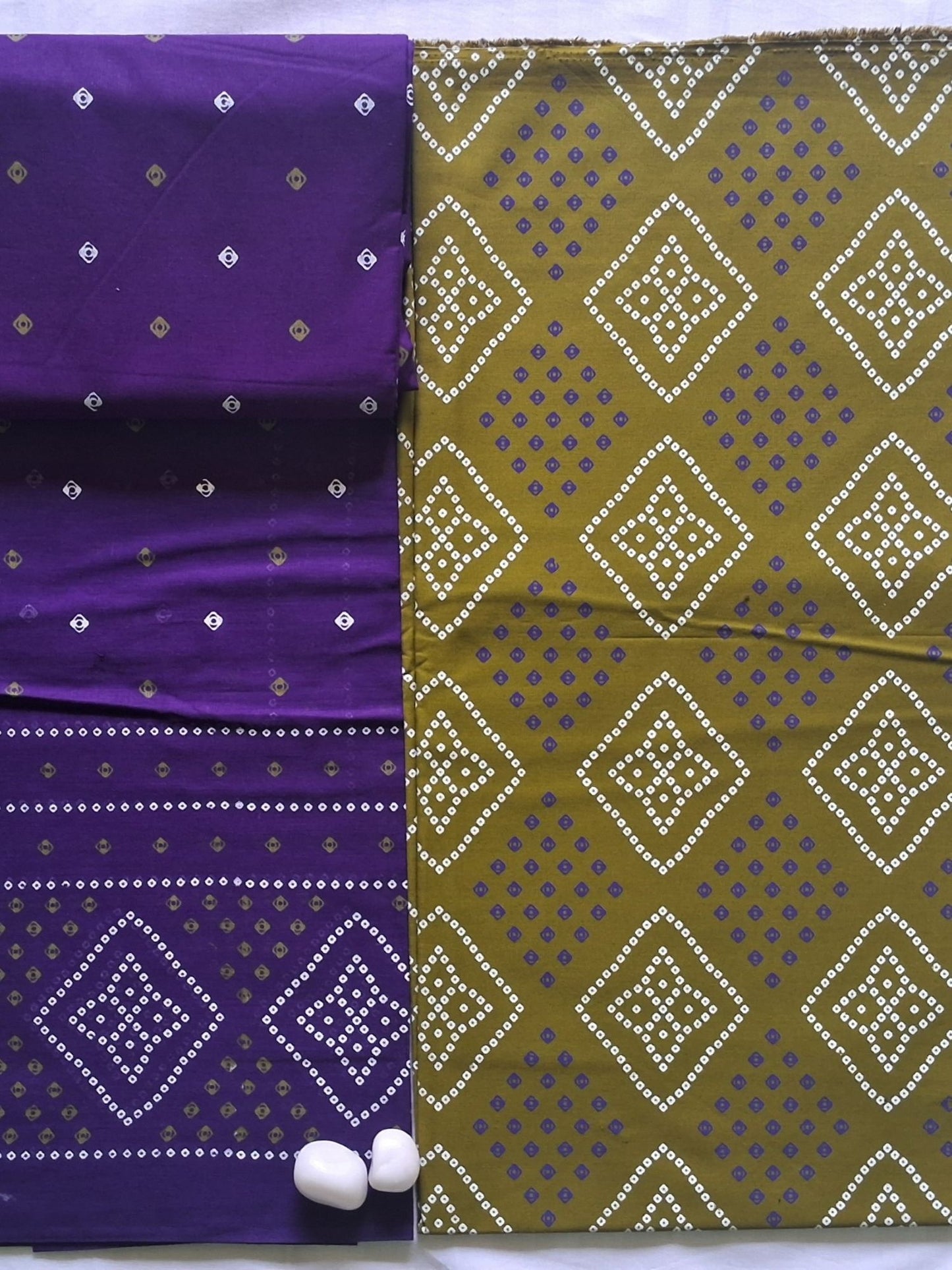 NAZAARA OLIVE PURPLE PURE COTTON SUIT