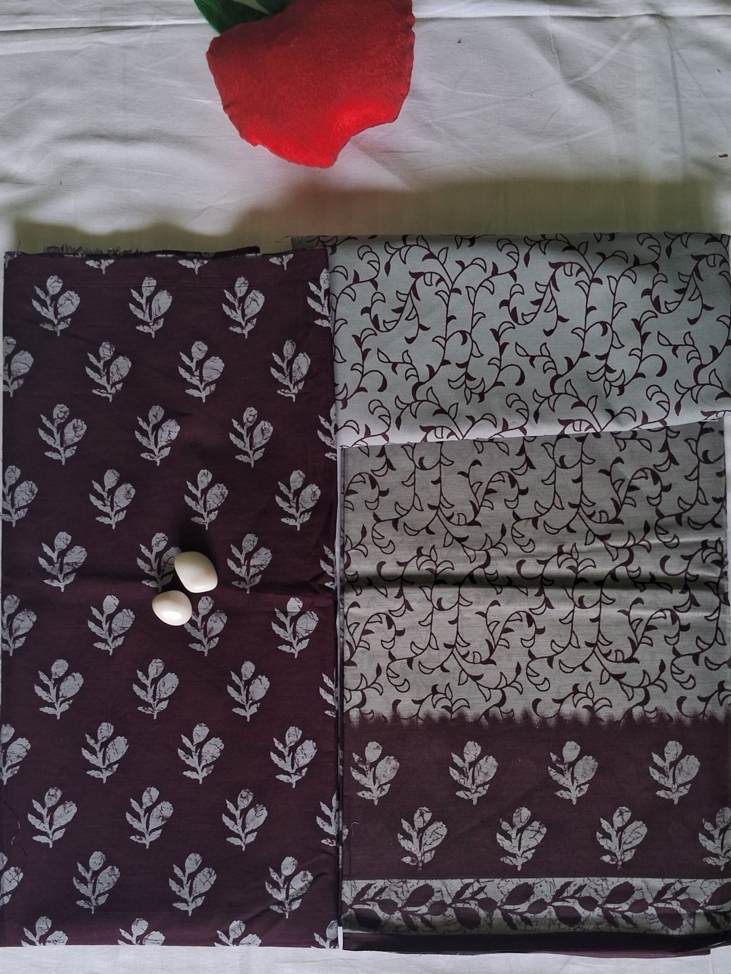 NAZAARA PLUM IVORY PURE COTTON SUIT