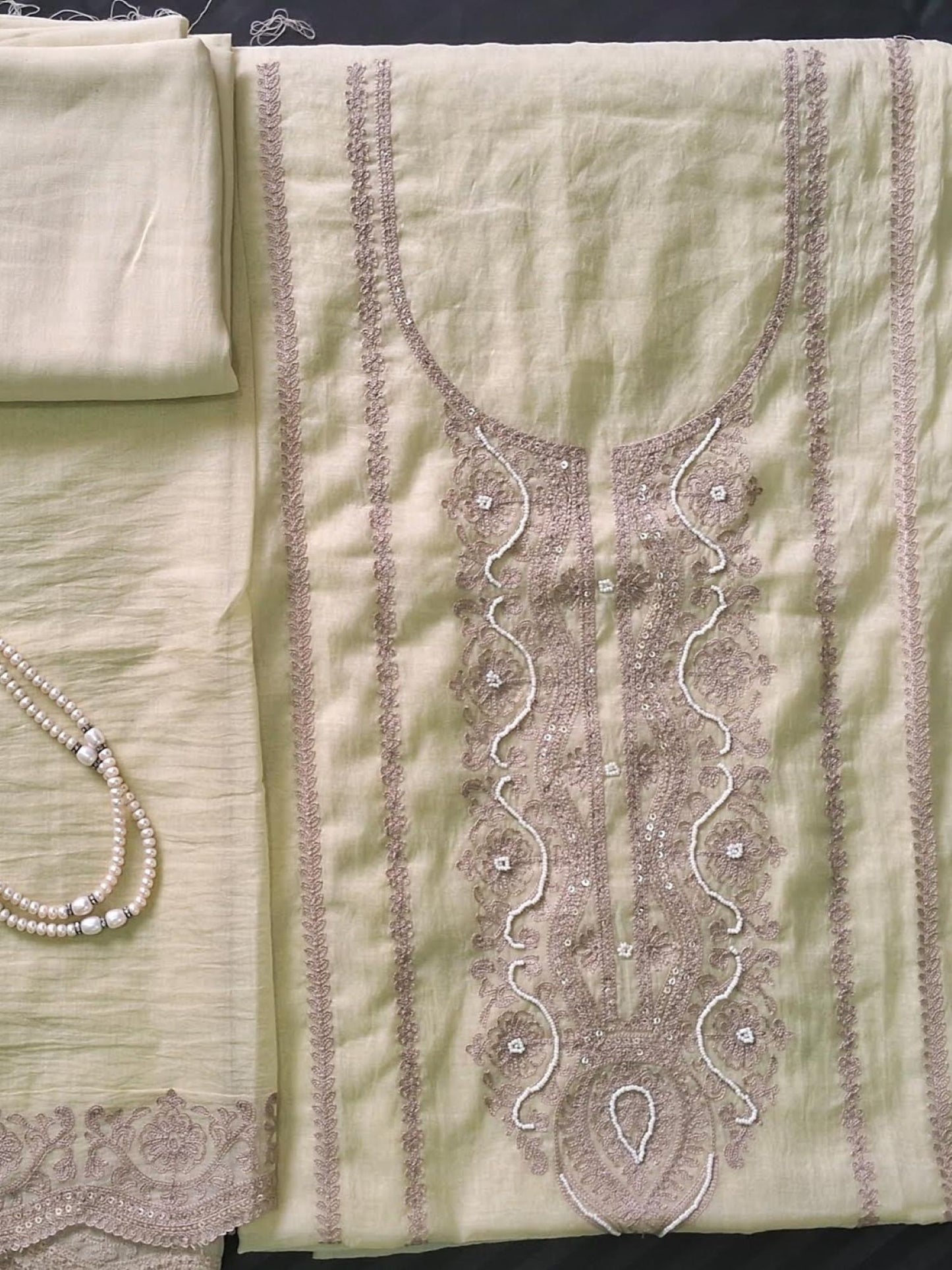 NEON PISTACHIO MUL CHANDERI SUIT SET