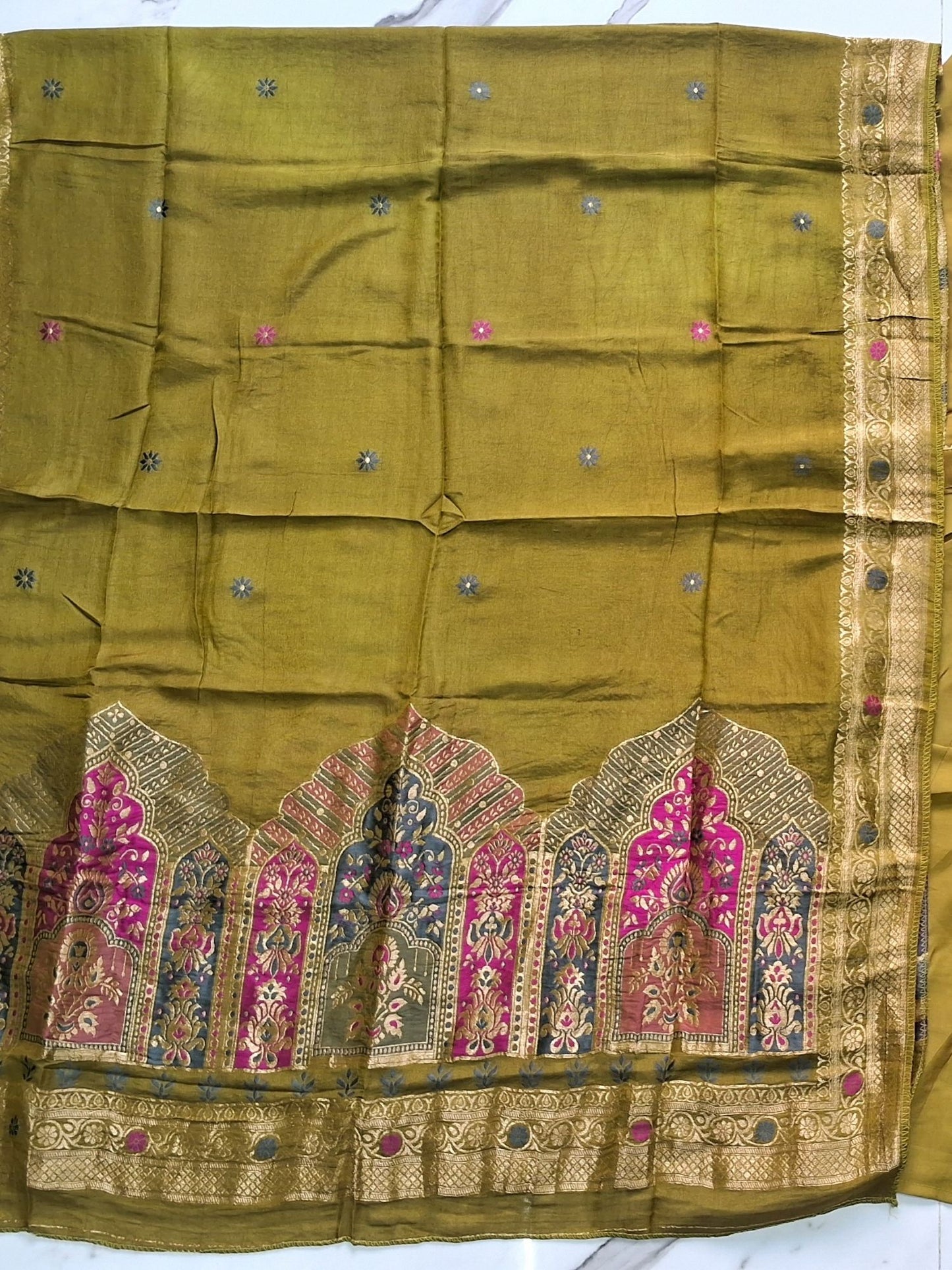OLIVE GOLD JAMDHANI SUIT SET